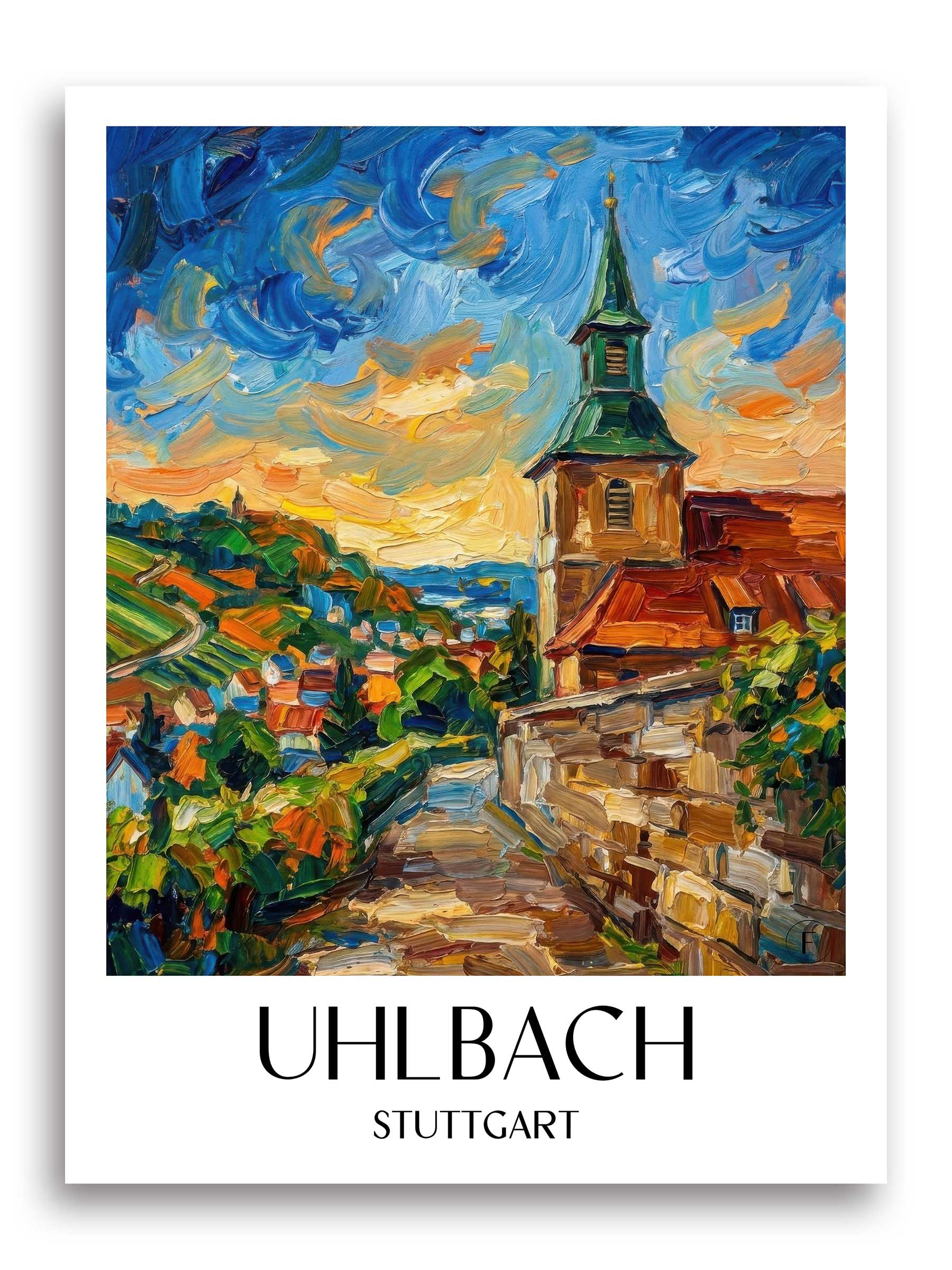 Uhlbach Poster - Stuttgart - Deutschland Kunstdruck - Ölgemälde von A4 bis A1 - favplace