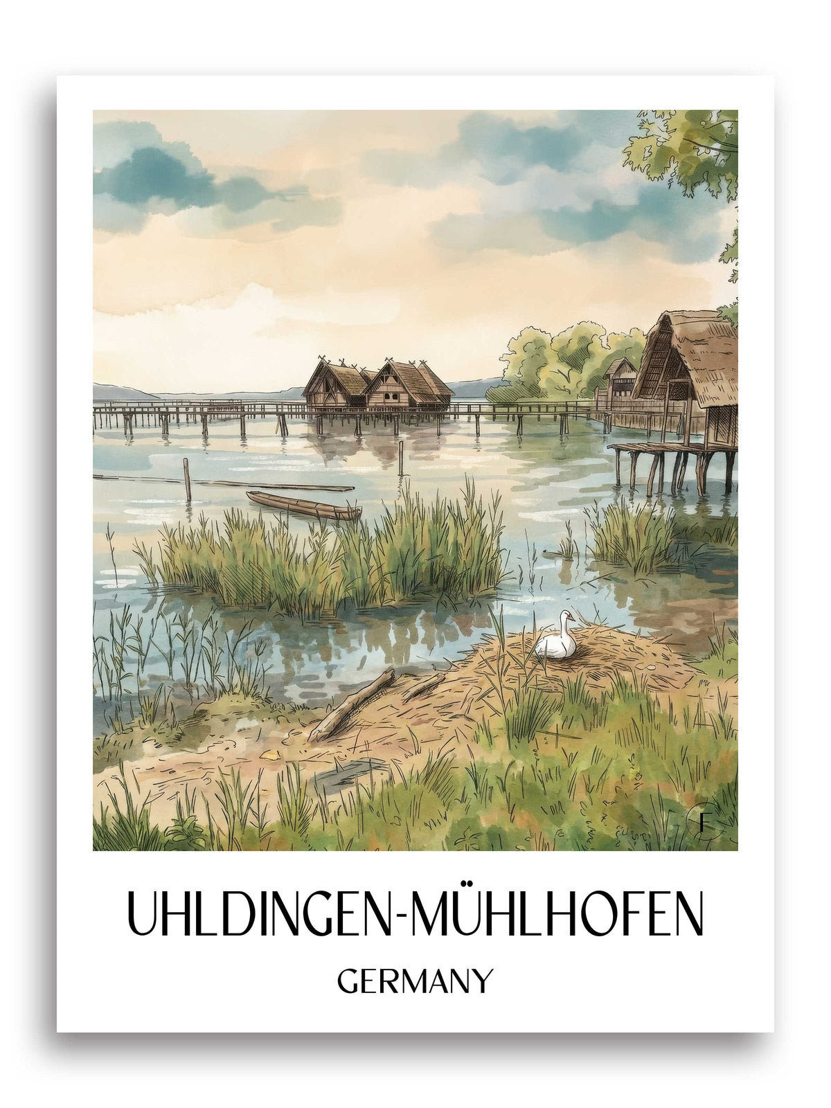 Uhldingen-Mühlhofen Poster - Bodensee - Deutschland Kunstdruck - Aquarell von A4 bis A1 - favplace
