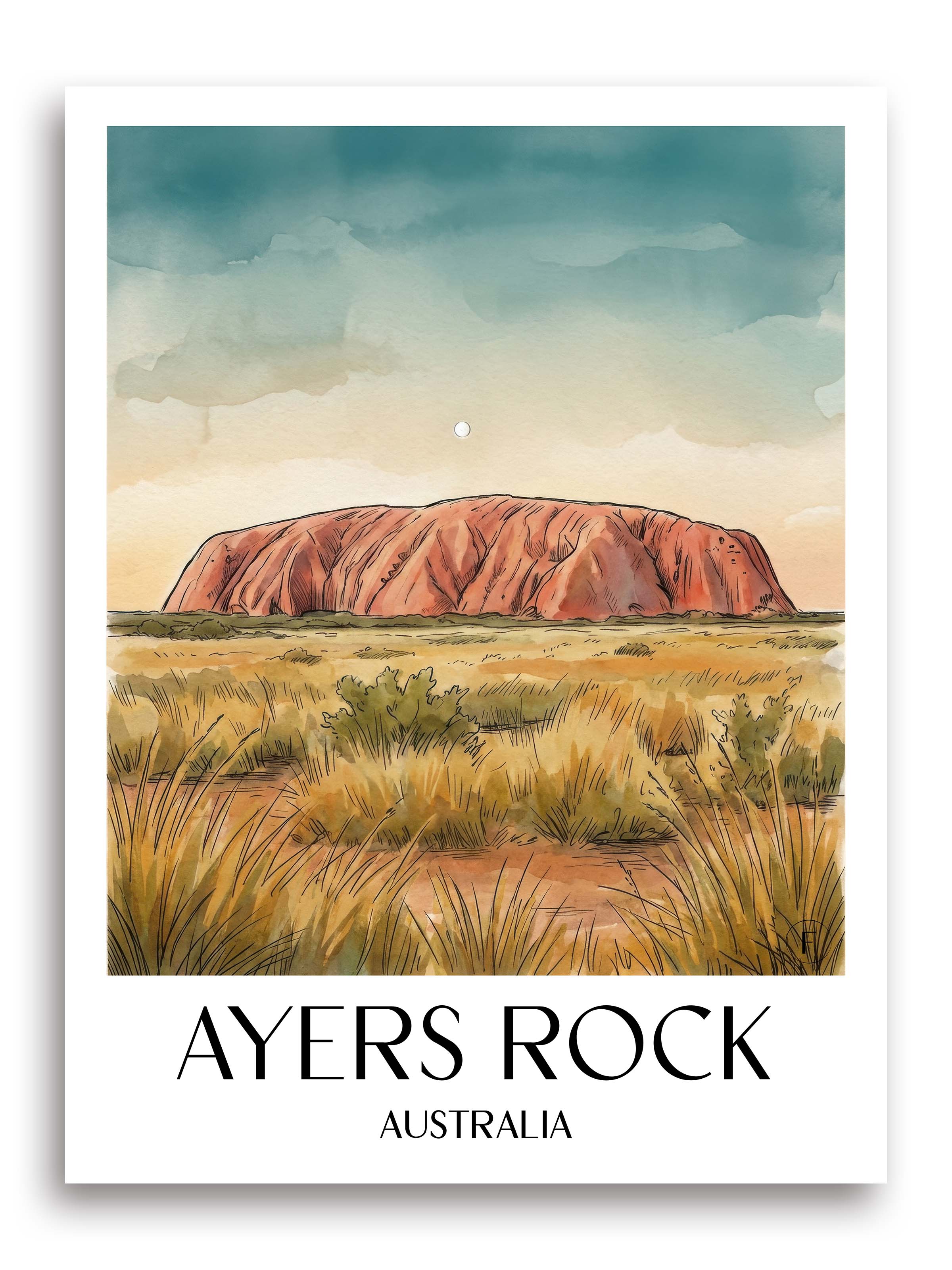 Ayers Rock Poster - Australien Kunstdruck - Aquarell von A4 bis A1 - favplace