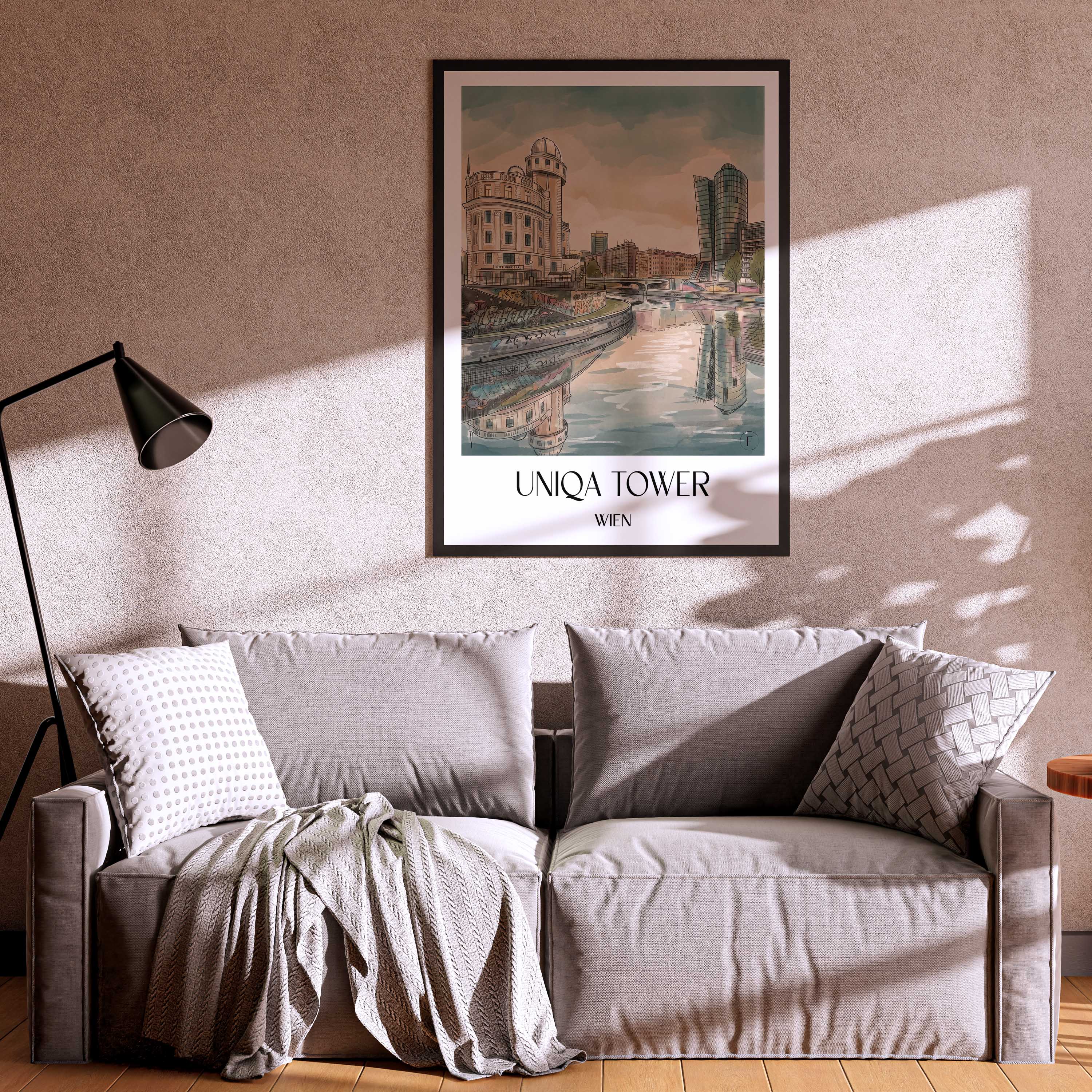 uniqa-tower-wien-österreich-poster-aquarell