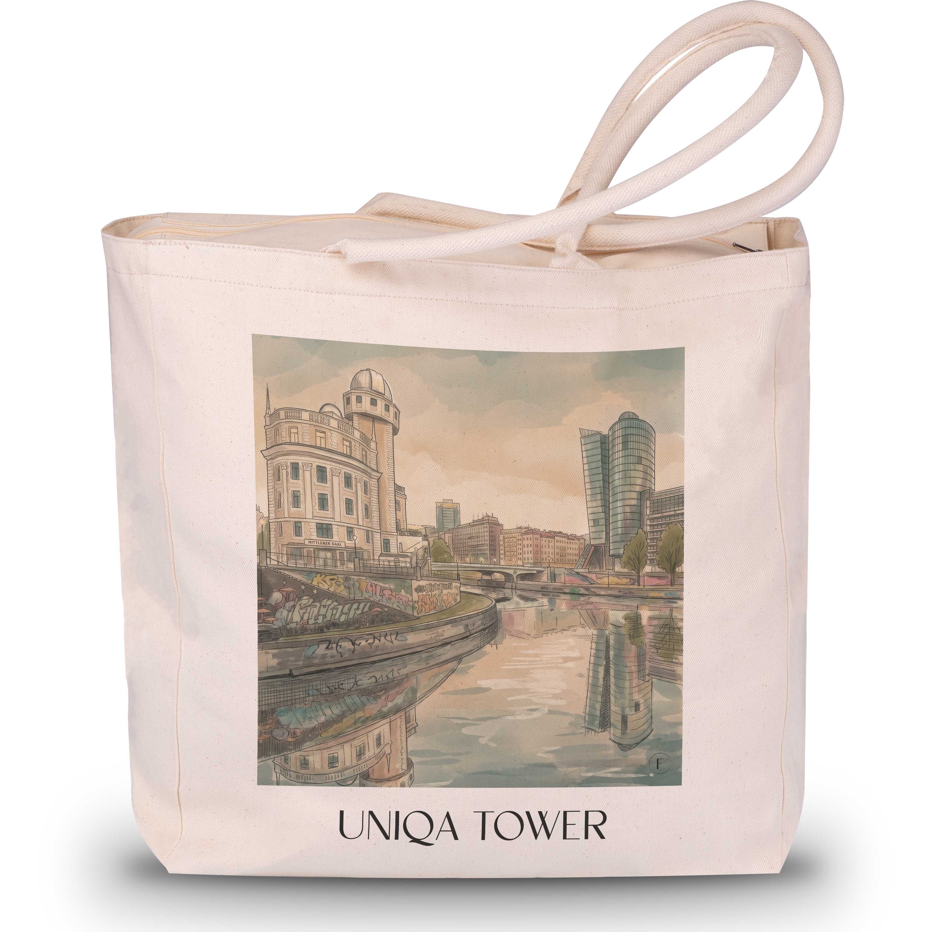 uniqa-tower-wien-österreich-einkaufstasche-aquarell
