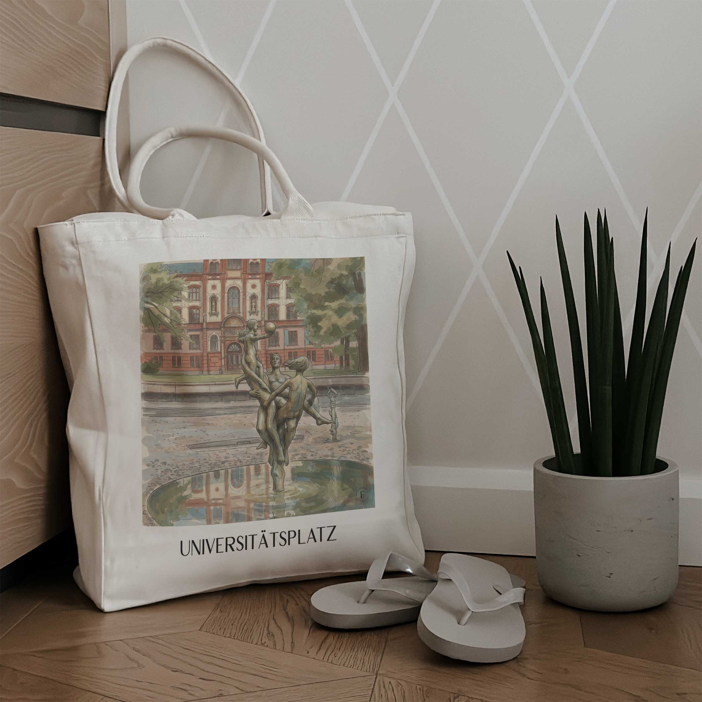 universitätsplatz-rostock-deutschland-einkaufstasche-aquarell