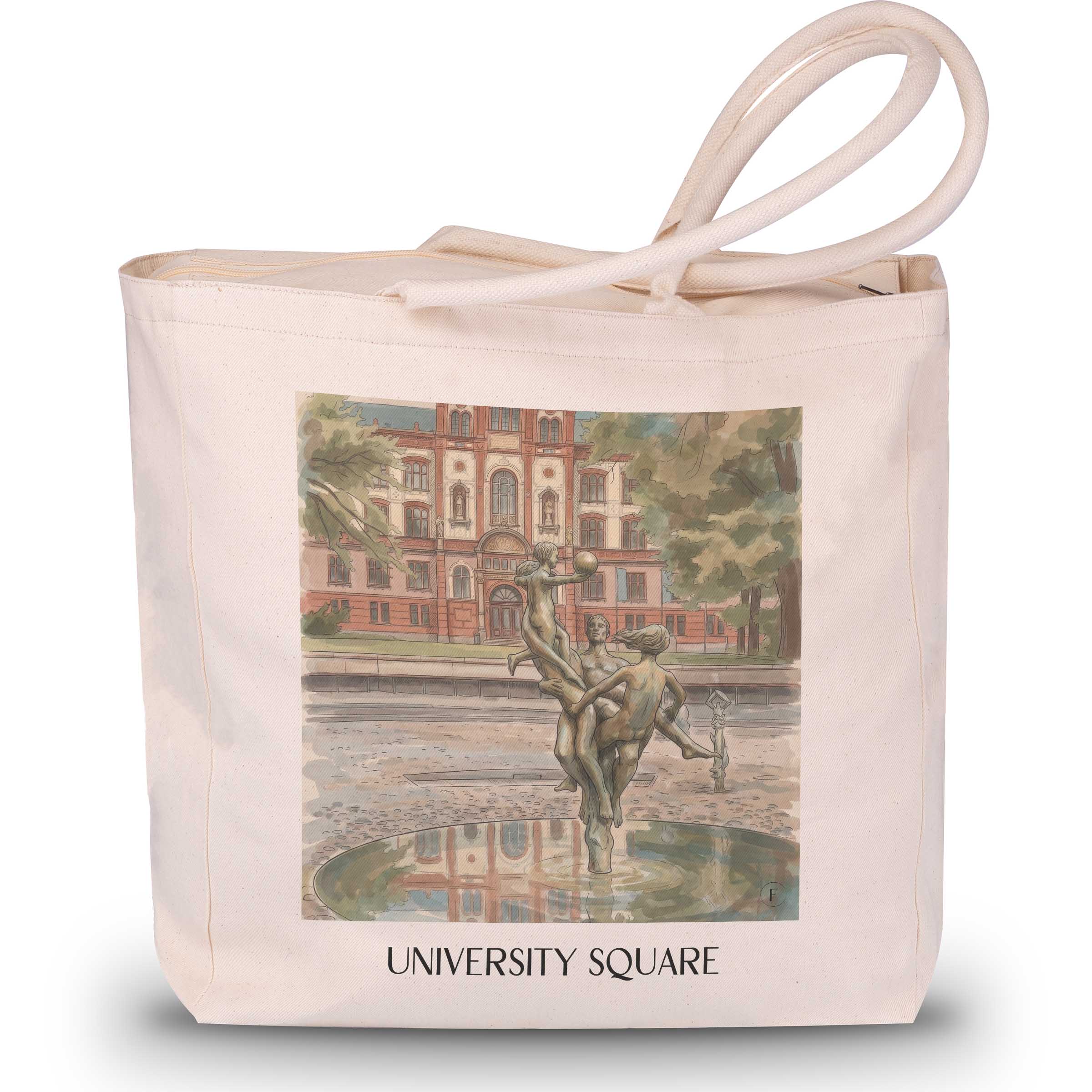 Universitätsplatz Shopping Tasche - Rostock - Deutschland Tote Bag - Einkaufstasche im Aquarell Stil - favplace