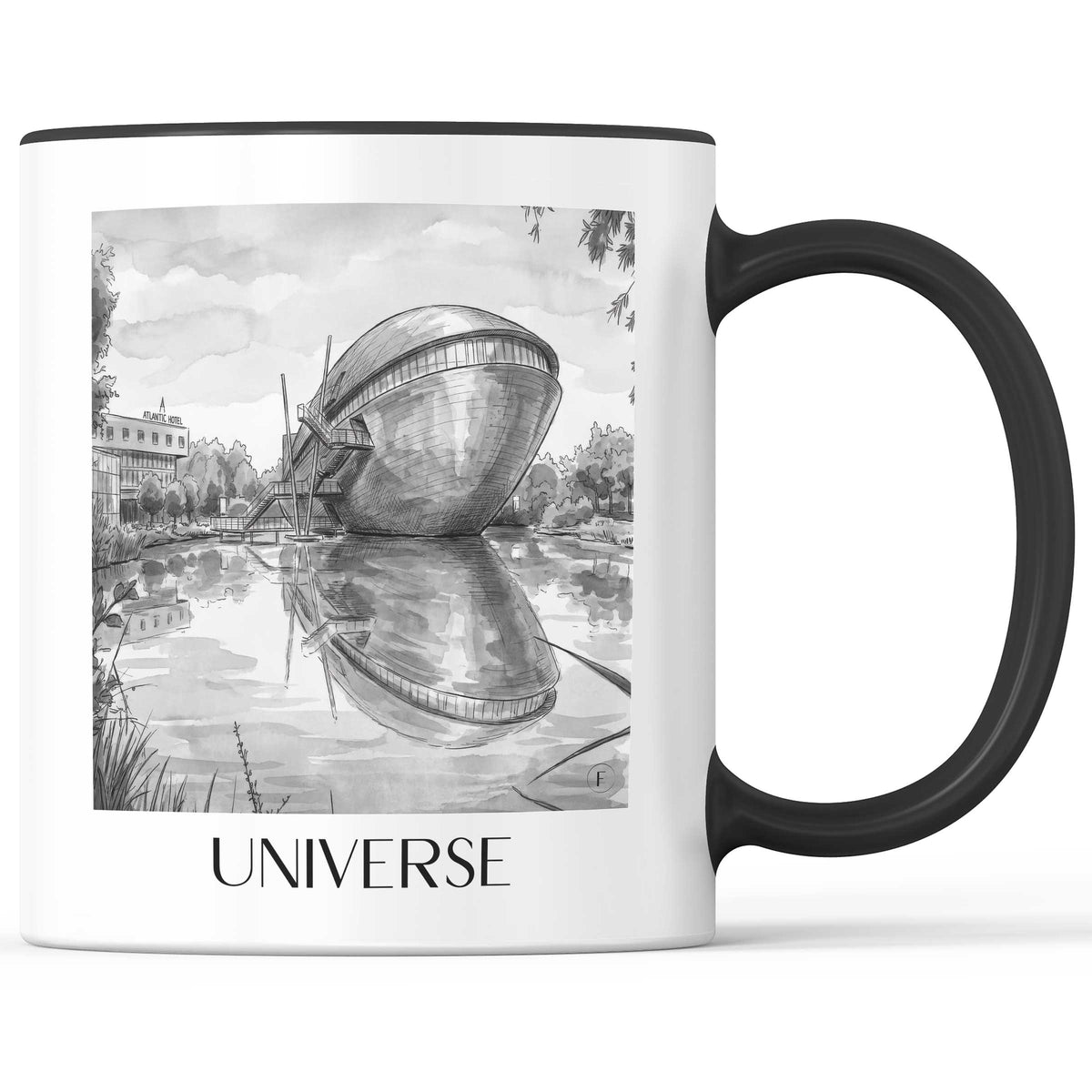 Universum Kaffeebecher - Bremen - Deutschland Becher - Kaffeetasse im Aquarell Schwarz-Weiß Stil - favplace