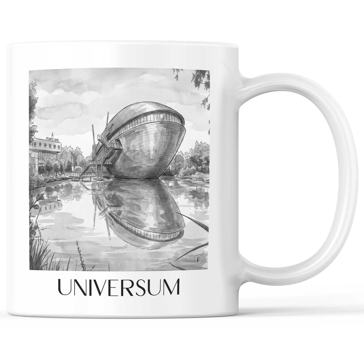 Universum Kaffeebecher - Bremen - Deutschland Becher - Kaffeetasse im Aquarell Schwarz-Weiß Stil - favplace