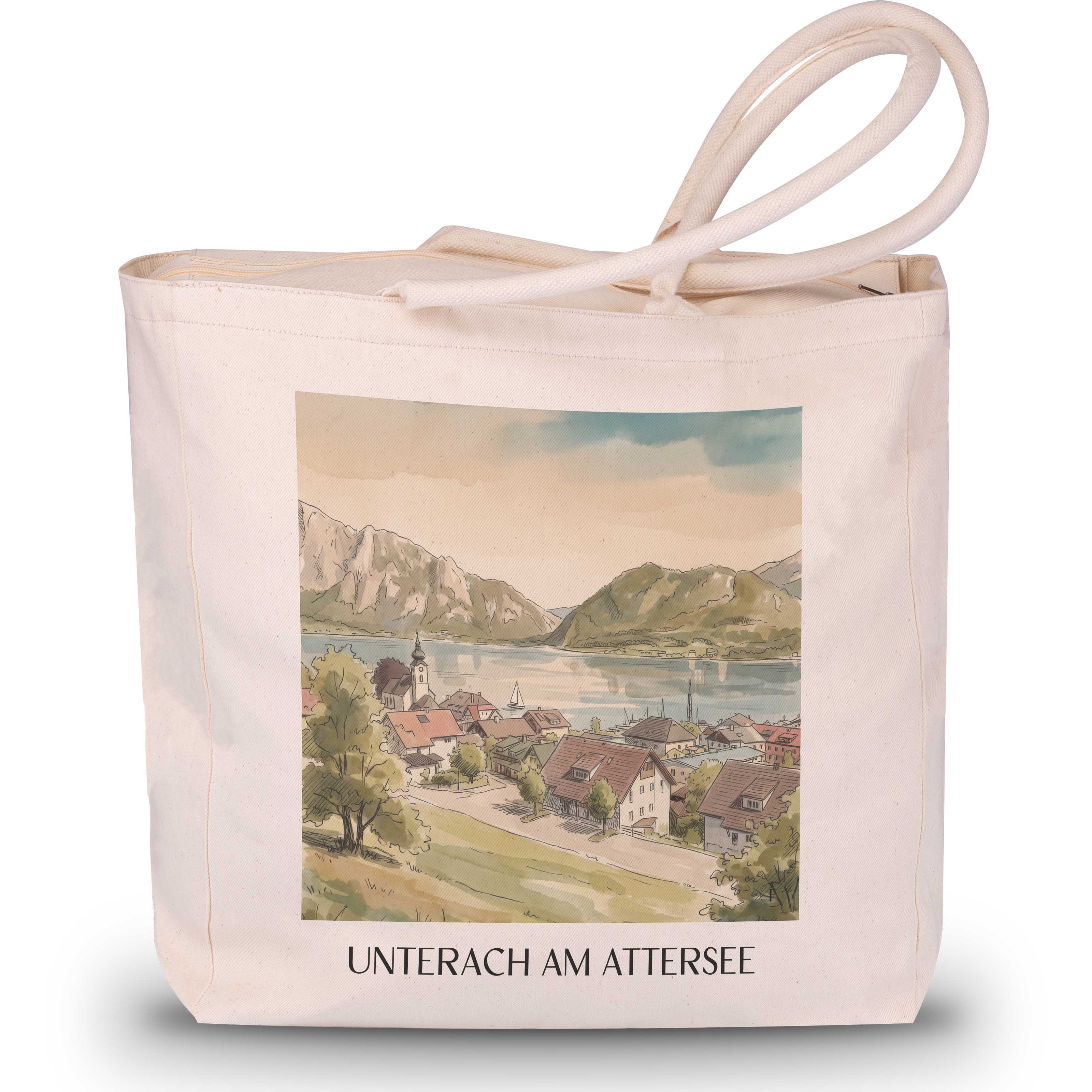 unterach-am-attersee-österreich-österreich-einkaufstasche-aquarell