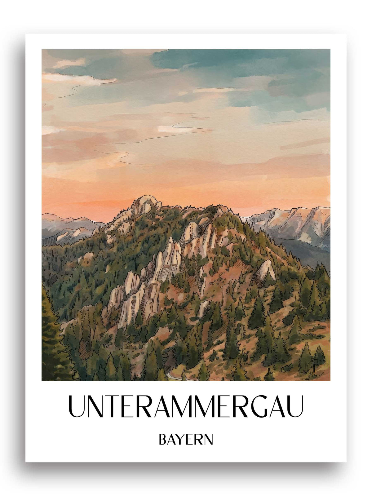 unterammergau-bayern-deutschland-poster-aquarell