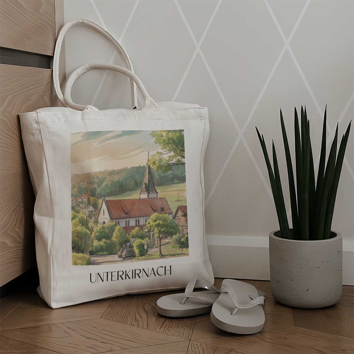 unterkirnach-schwarzwald-deutschland-einkaufstasche-aquarell