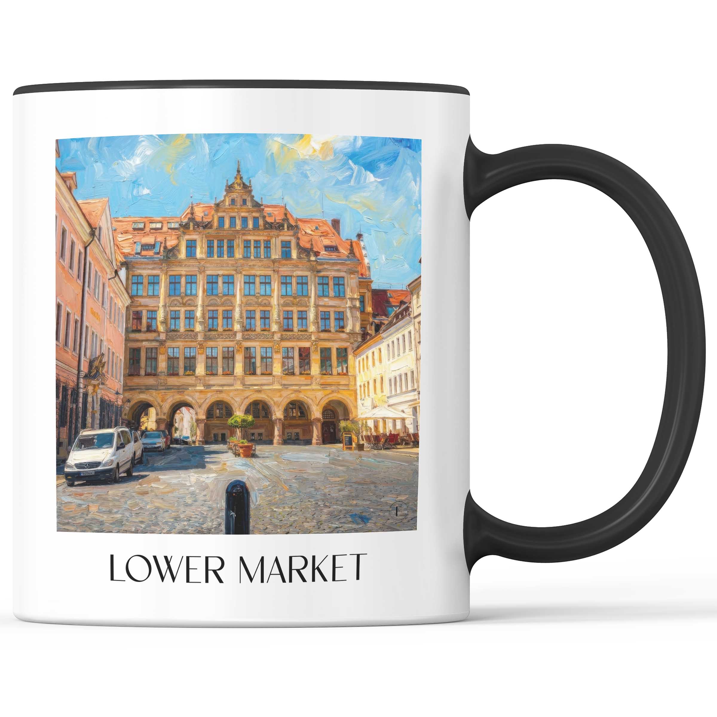 Untermarkt Kaffeebecher - Görlitz - Deutschland Becher - Kaffeetasse im Ölgemälde Stil - favplace