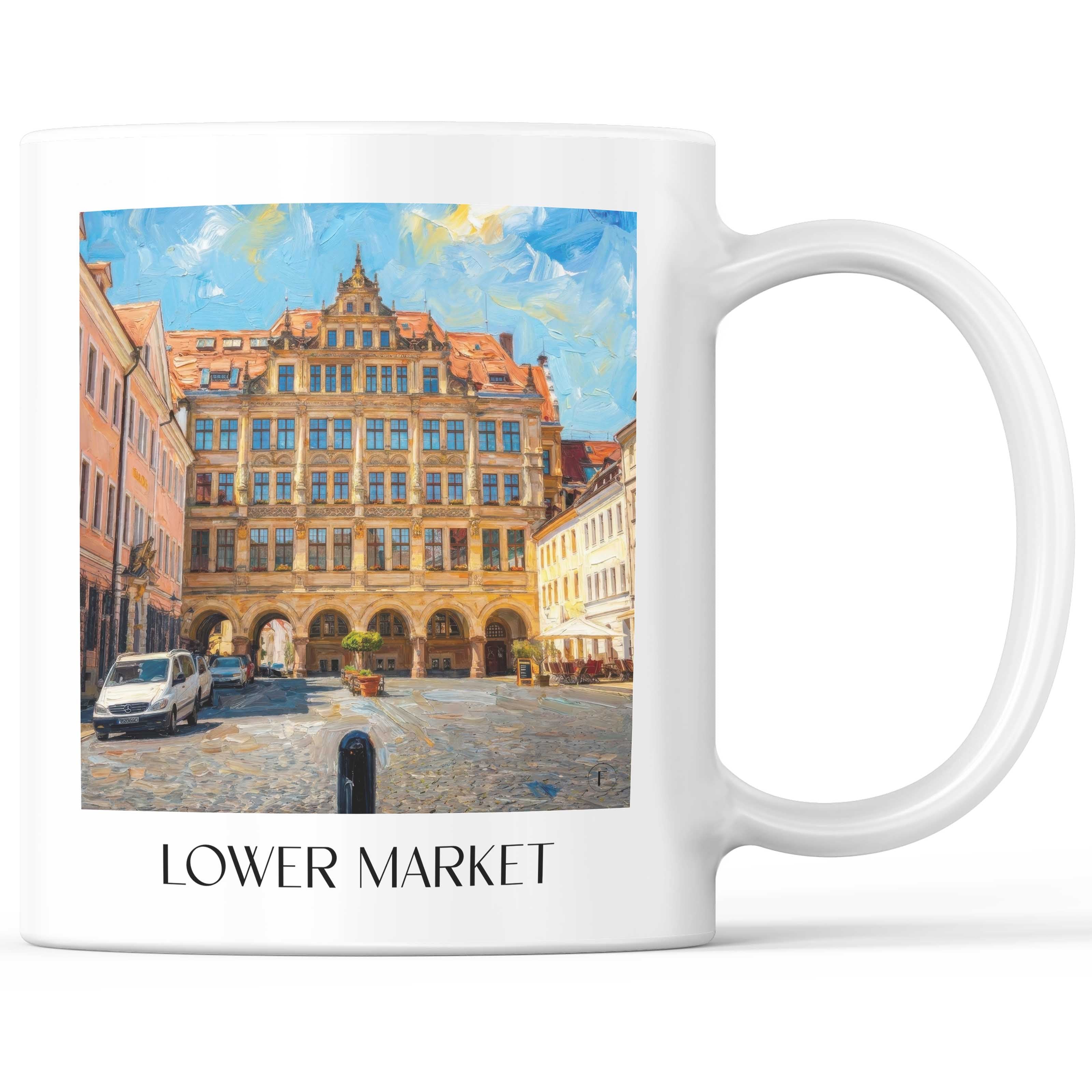 Untermarkt Kaffeebecher - Görlitz - Deutschland Becher - Kaffeetasse im Ölgemälde Stil - favplace