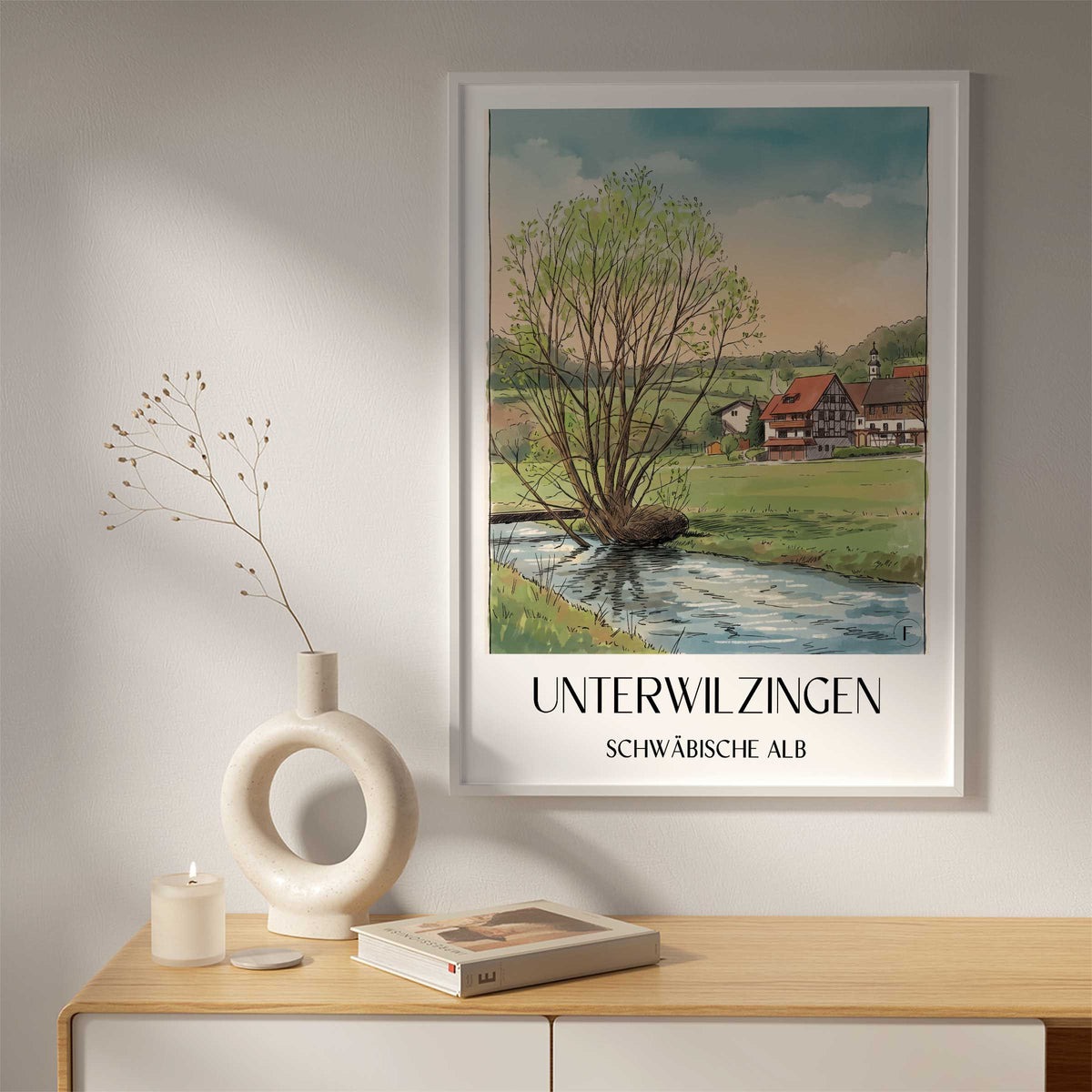 unterwilzingen-schwäbische-alb-deutschland-poster-aquarell
