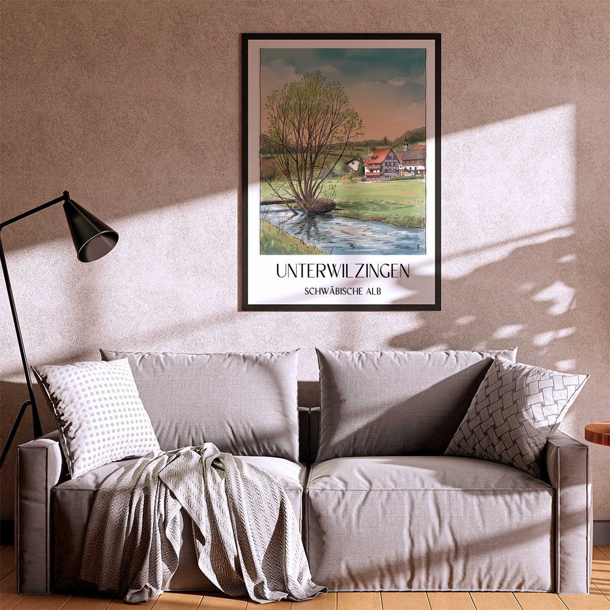 unterwilzingen-schwäbische-alb-deutschland-poster-aquarell