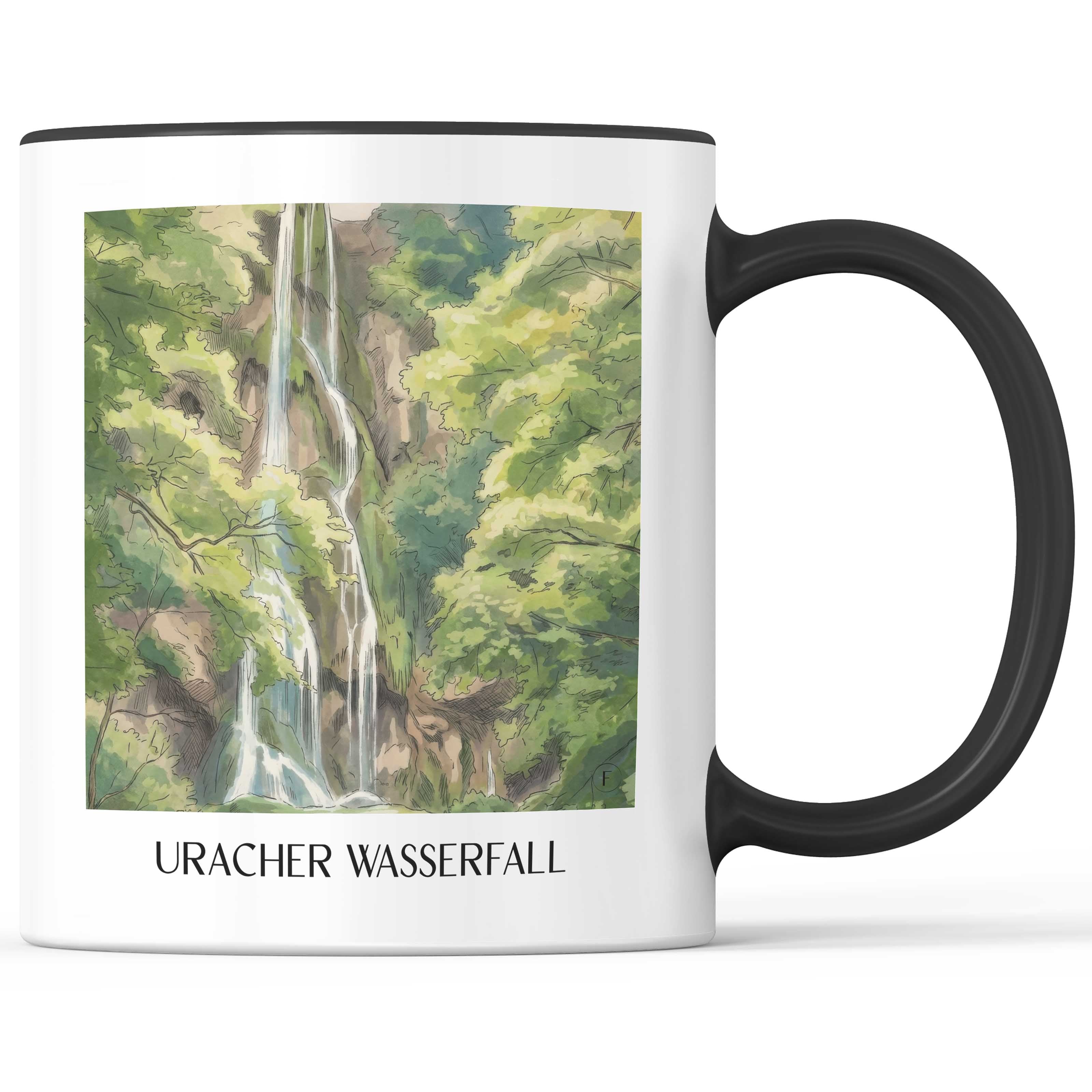 uracher-wasserfall-schwäbische-alb-deutschland-kaffeebecher-aquarell