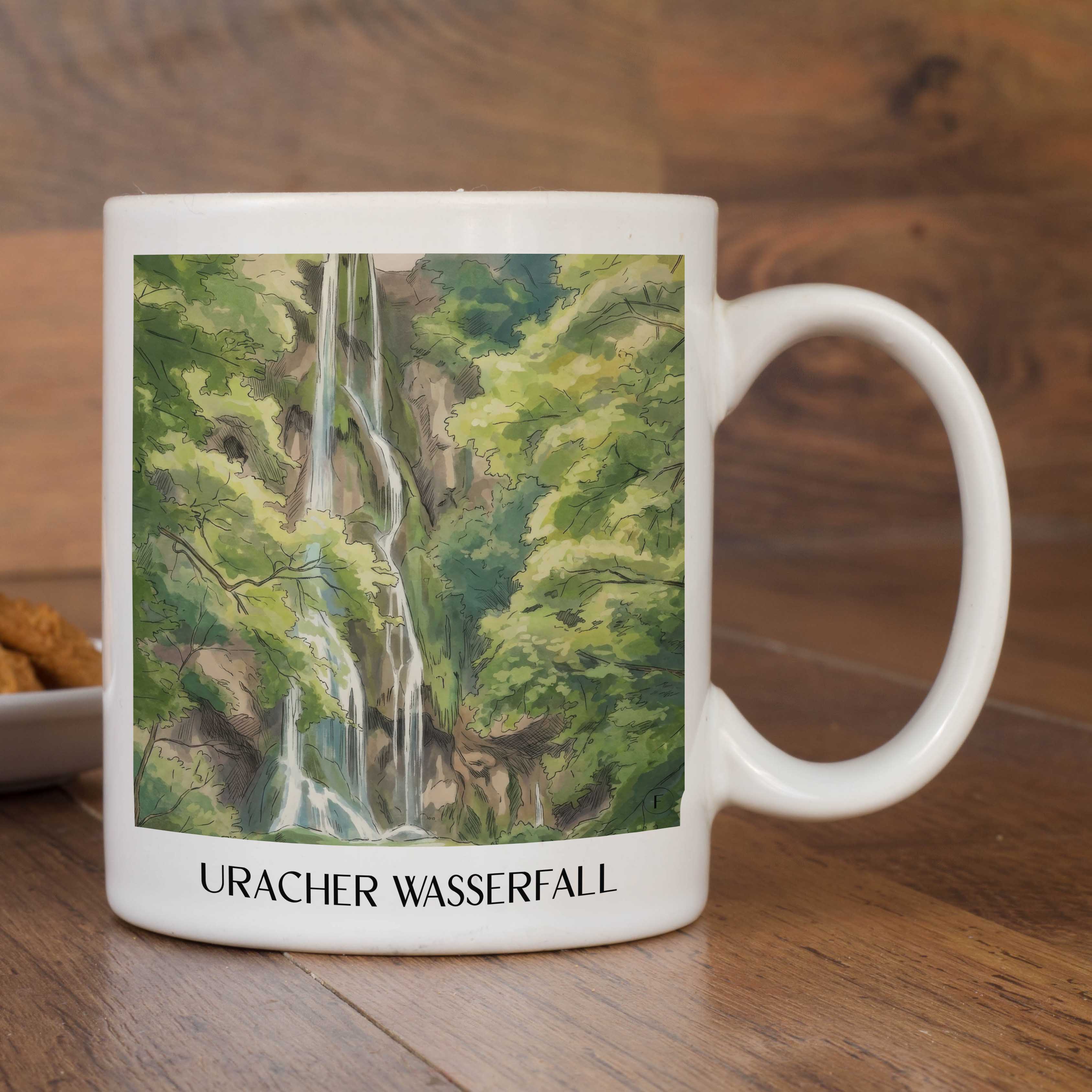 uracher-wasserfall-schwäbische-alb-deutschland-kaffeebecher-aquarell