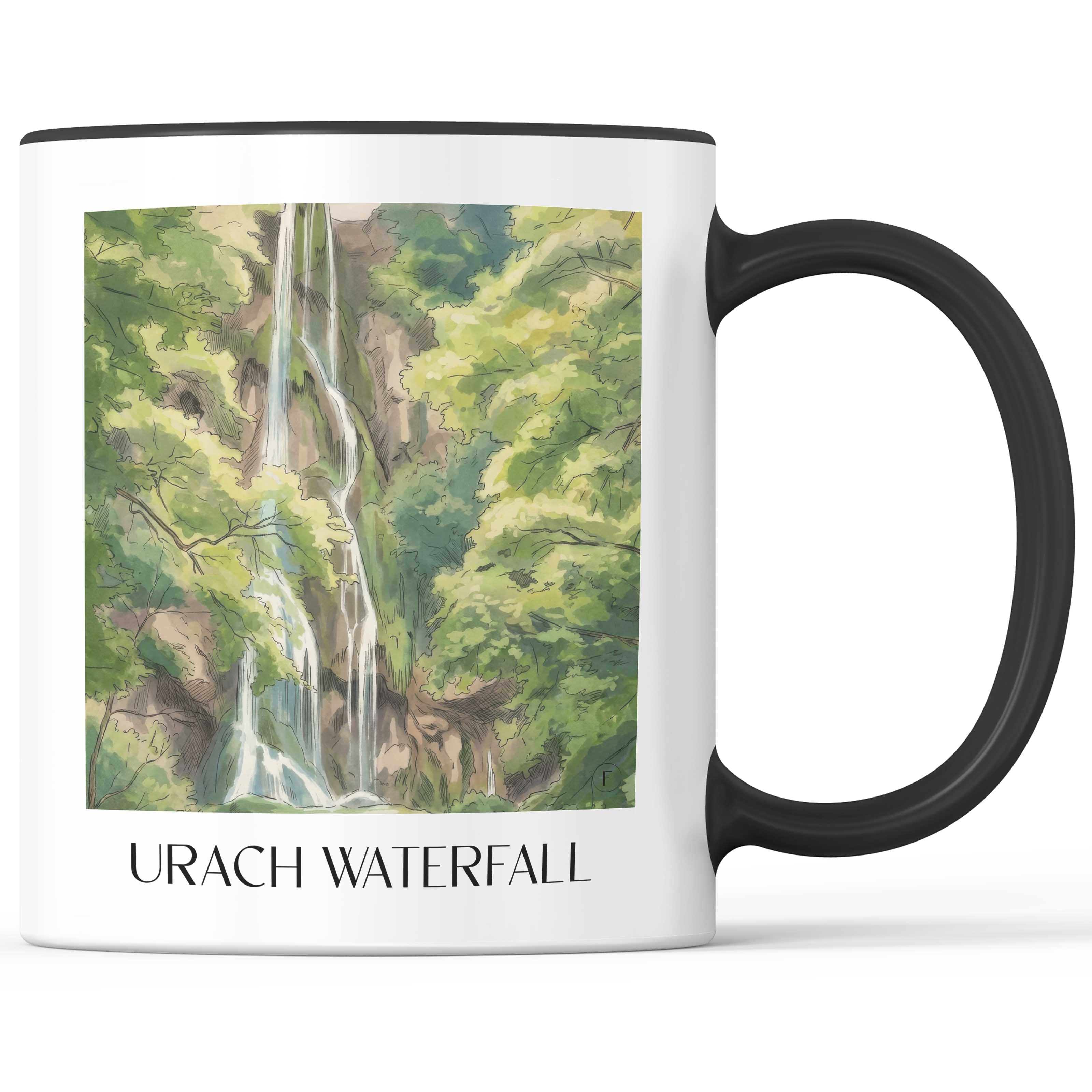 Uracher Wasserfall Kaffeebecher - Schwäbische Alb - Deutschland Becher - Kaffeetasse im Aquarell Stil - favplace