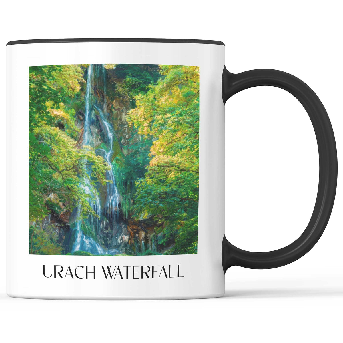 Uracher Wasserfall Kaffeebecher - Schwäbische Alb - Deutschland Becher - Kaffeetasse im Ölgemälde Stil - favplace