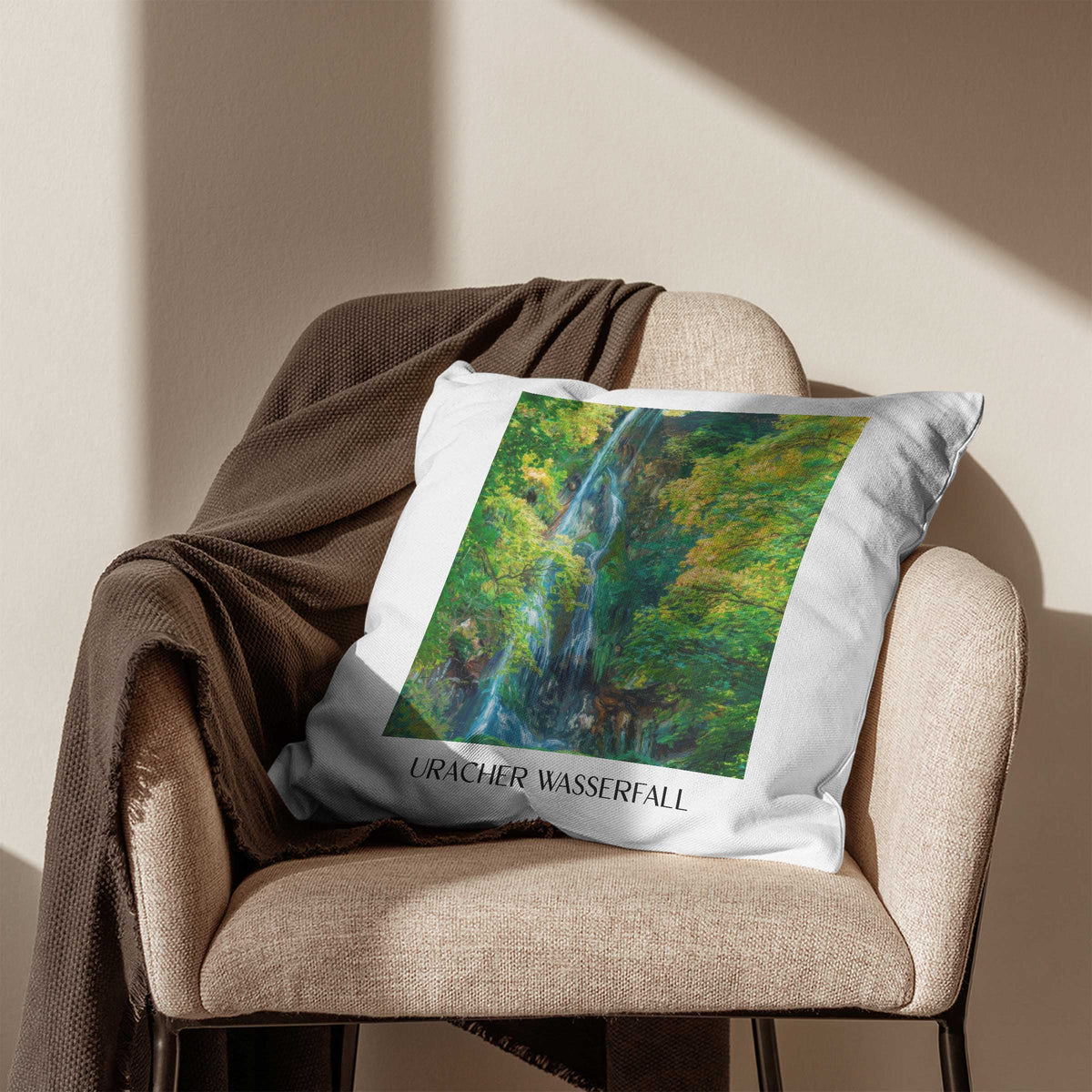 uracher-wasserfall-schwäbische-alb-deutschland-kissenbezug-oil-painting-oelgemaelde