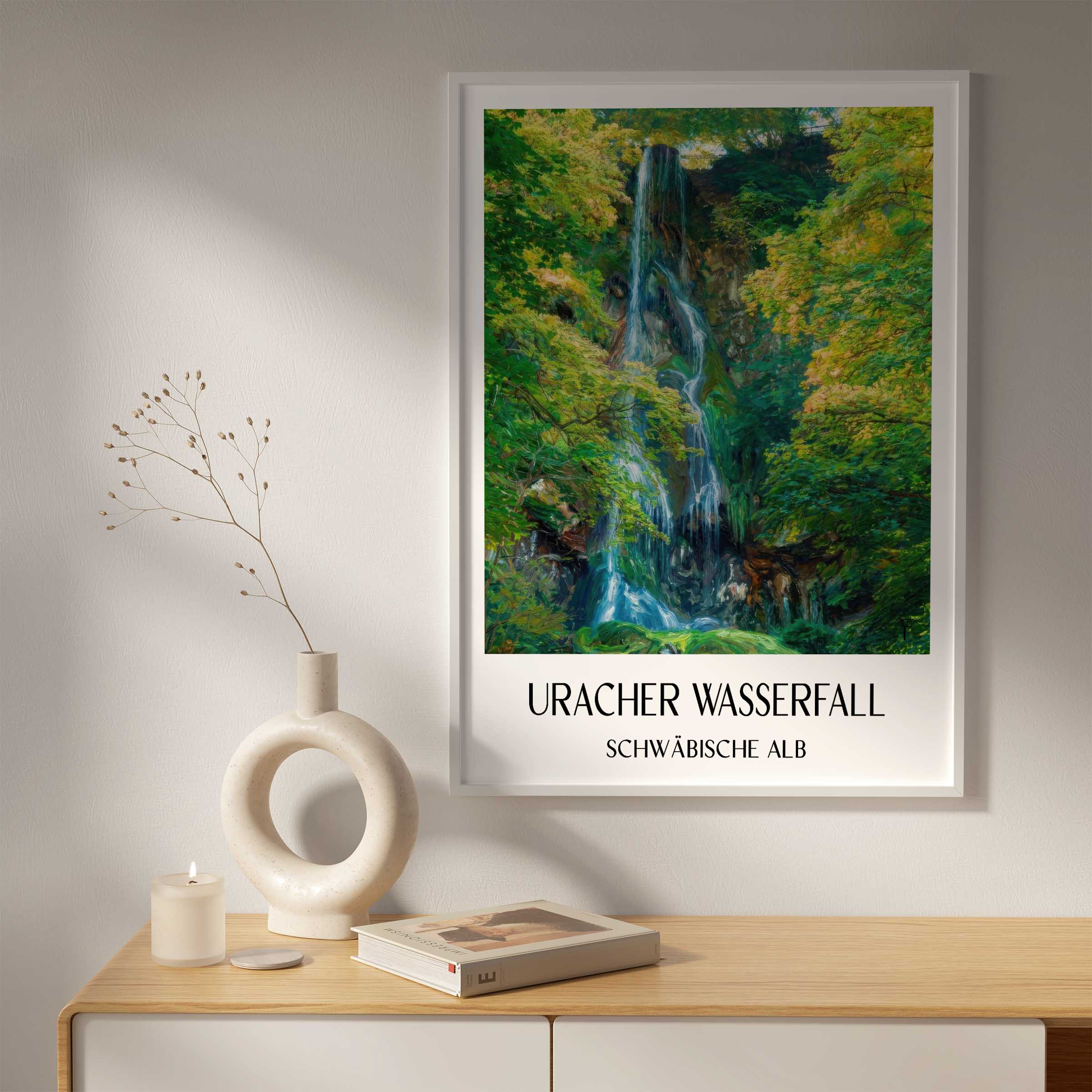 uracher-wasserfall-schwäbische-alb-deutschland-poster-oil-painting-oelgemaelde