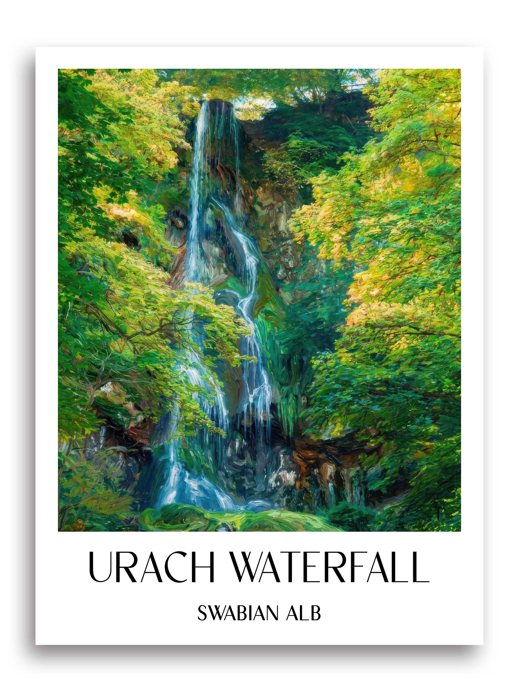 Uracher Wasserfall Poster - Schwäbische Alb - Deutschland Kunstdruck - Ölgemälde von A4 bis A1 - favplace