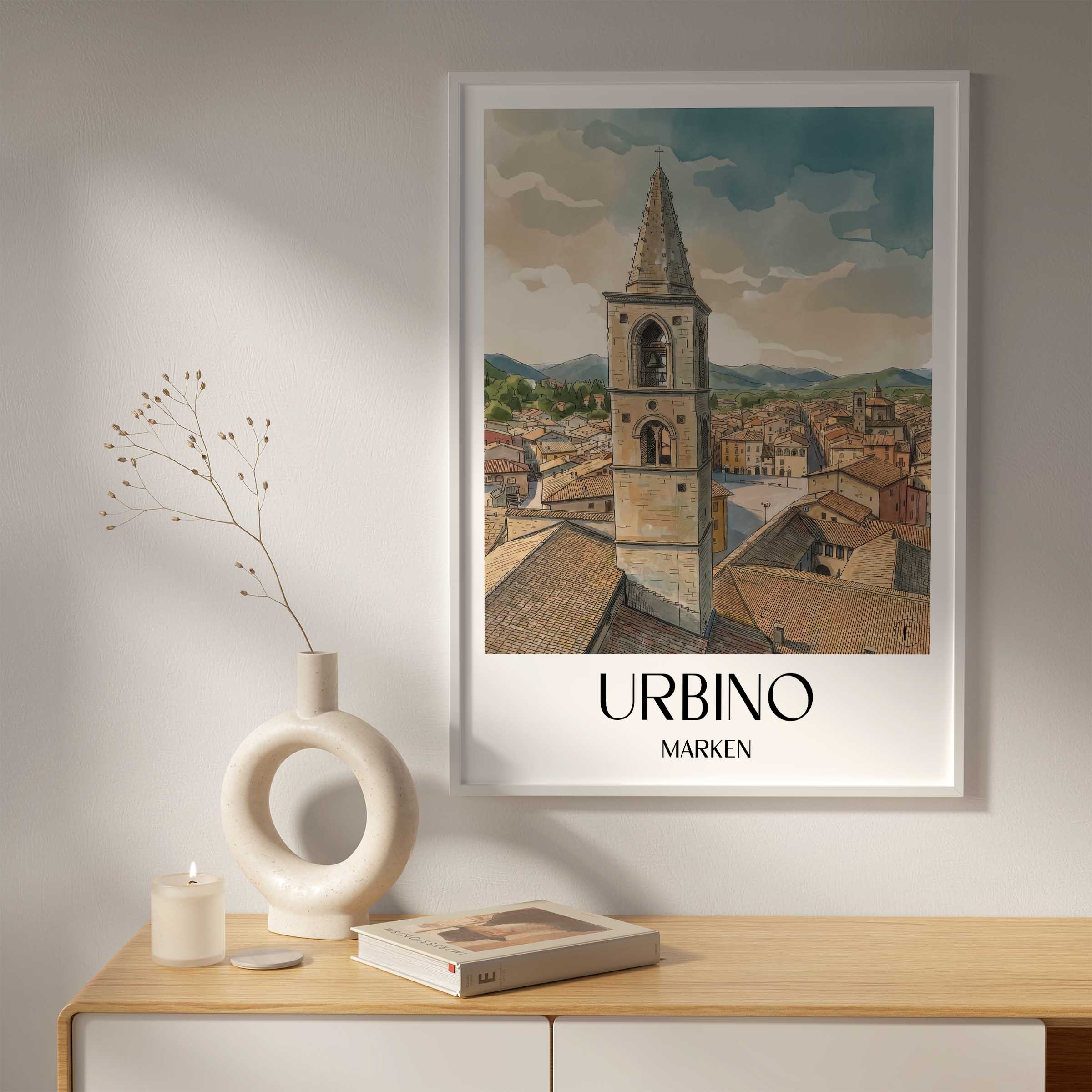 urbino-marken-italien-poster-aquarell