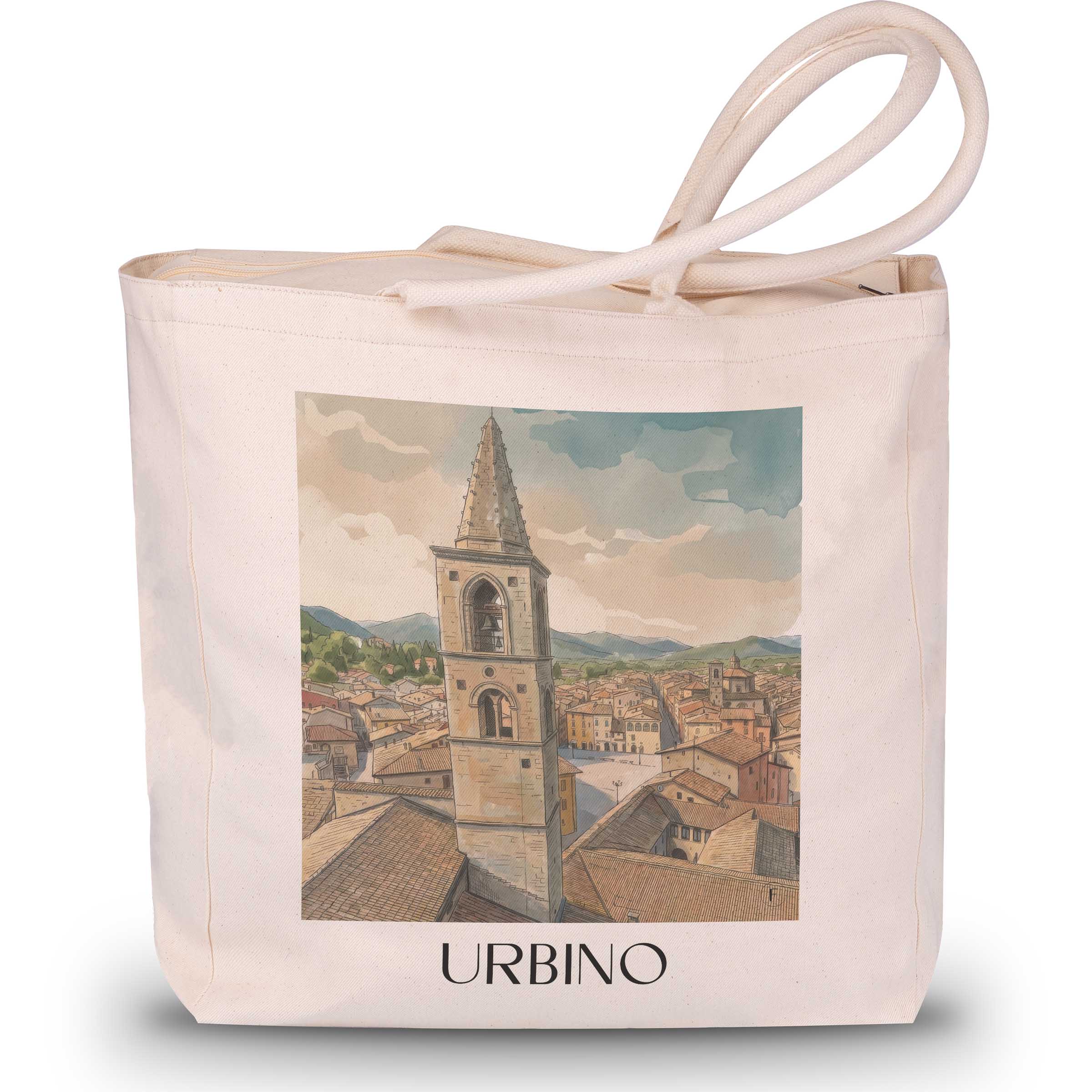 Urbino Shopping Tasche - Marken - Italien Tote Bag - Einkaufstasche im Aquarell Stil - favplace