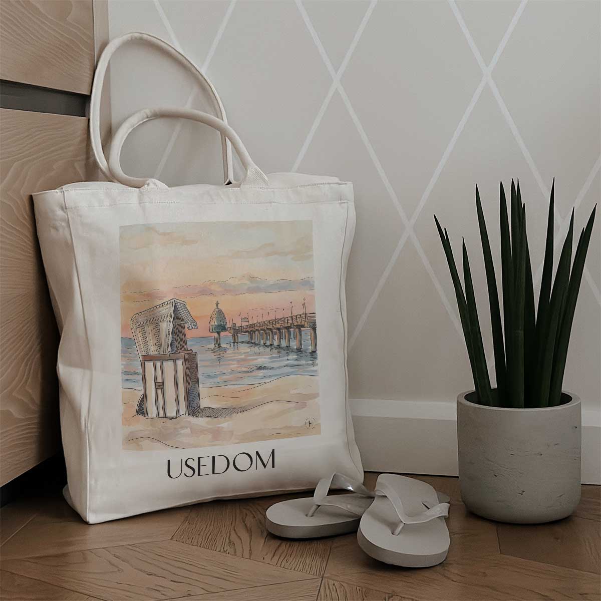 usedom-usedom-deutschland-einkaufstasche-aquarell