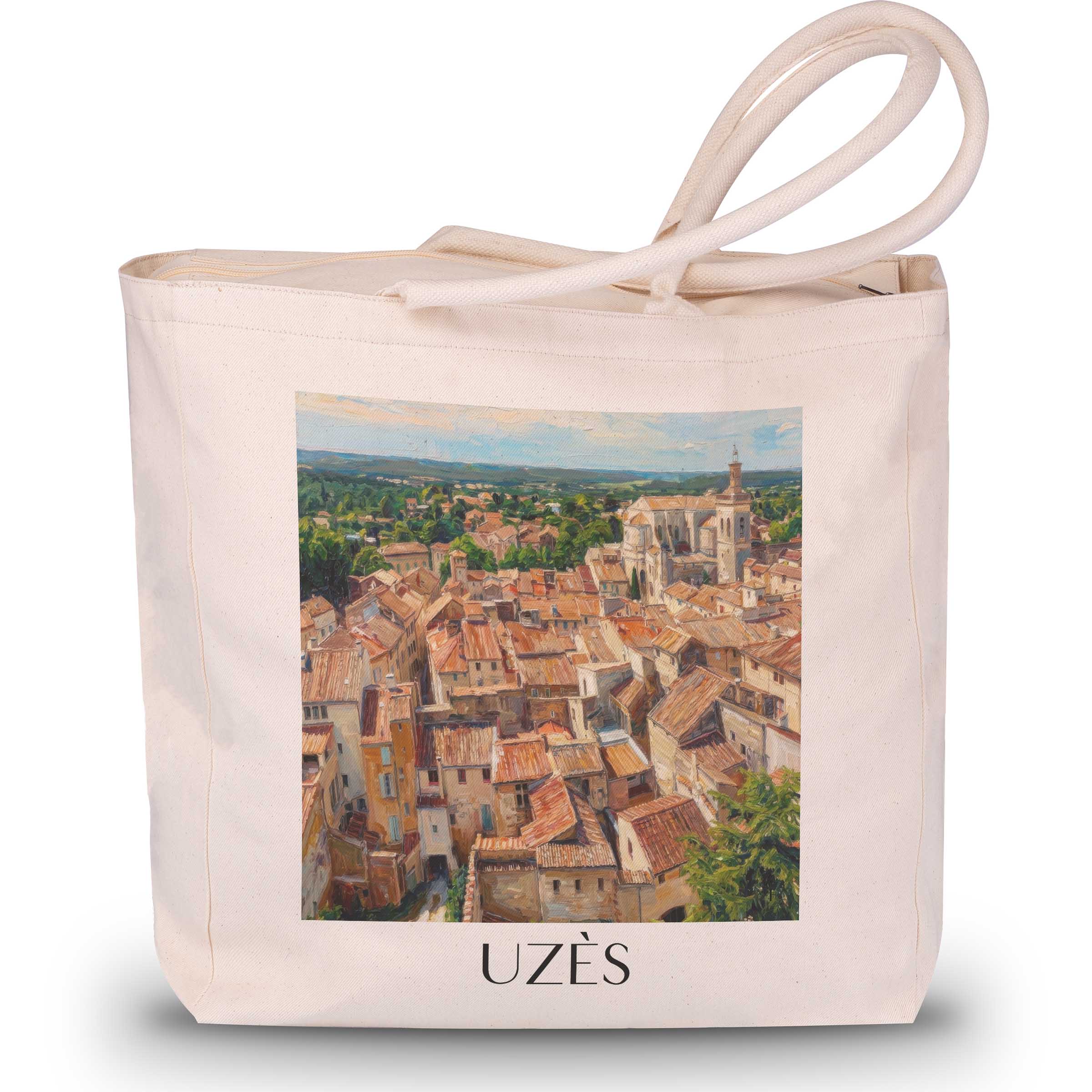 uzès-okzitanien--frankreich-einkaufstasche-oil-painting-oelgemaelde