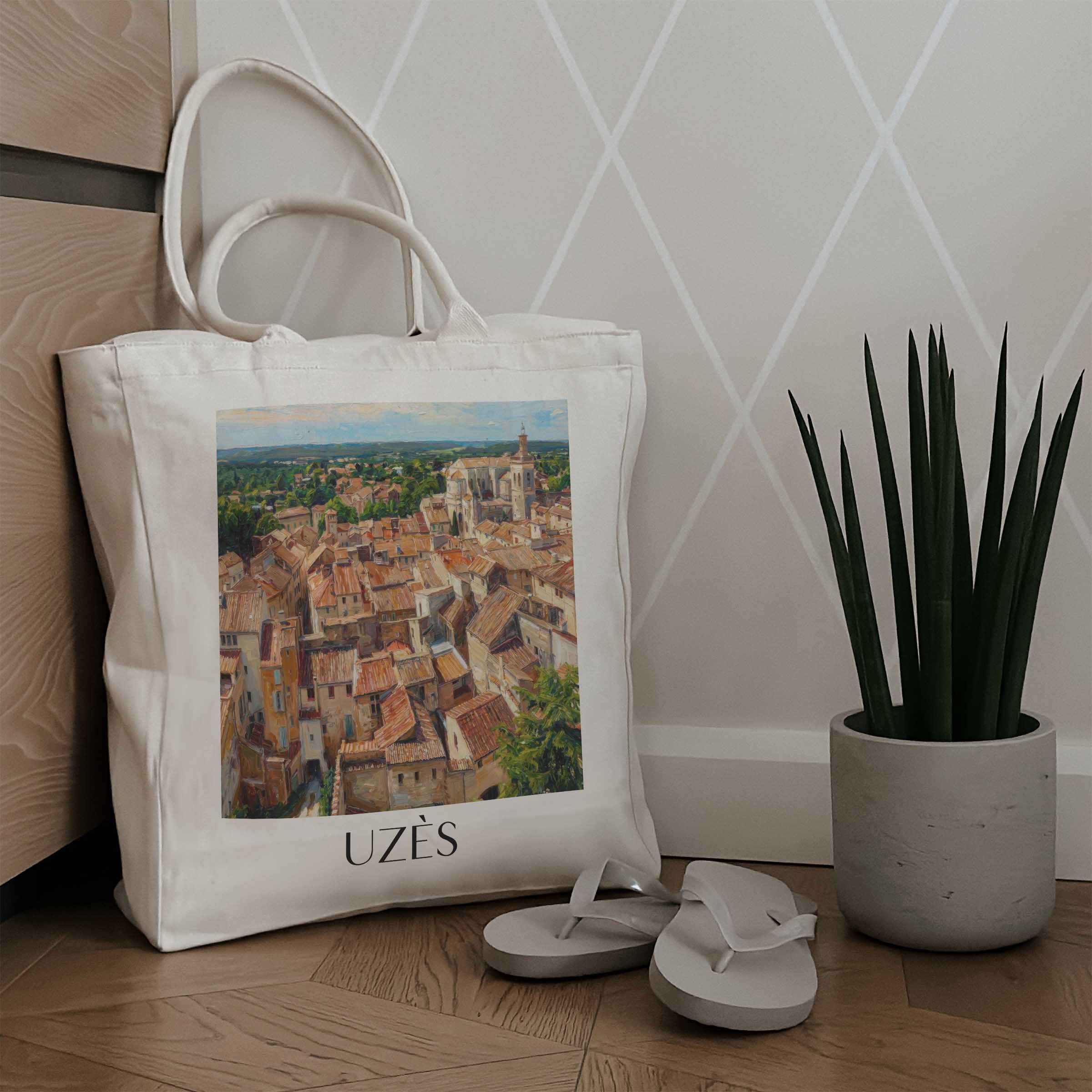 uzès-okzitanien--frankreich-einkaufstasche-oil-painting-oelgemaelde