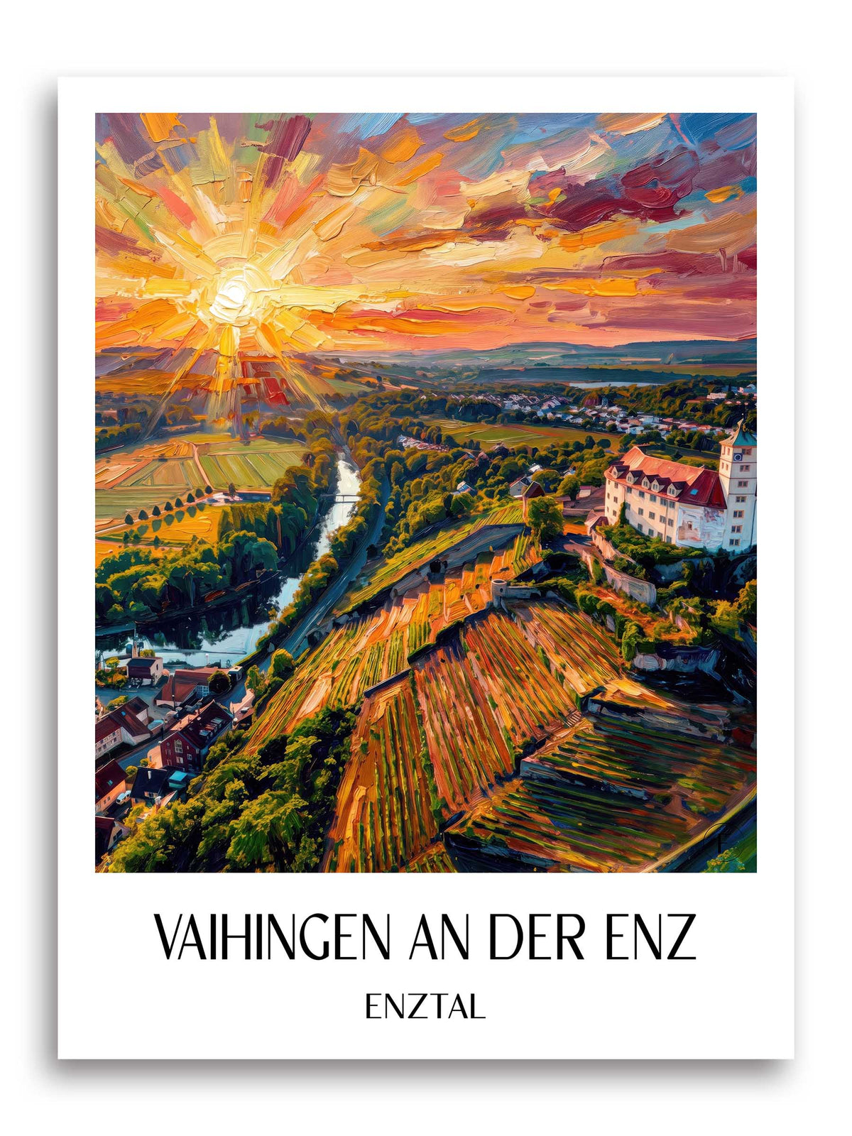 Vaihingen an der Enz Poster - Enztal - Deutschland Kunstdruck - Ölgemälde von A4 bis A1