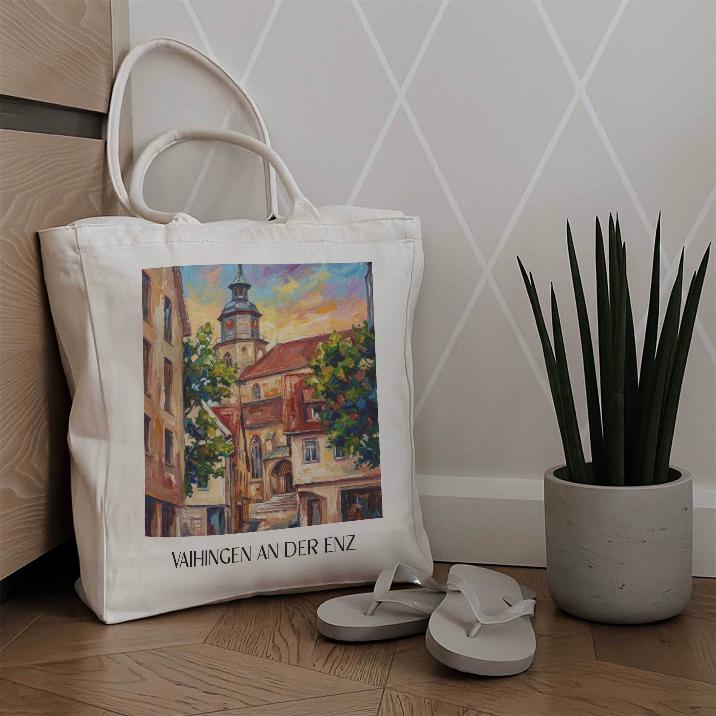 vaihingen-an-der-enz-enztal-deutschland-einkaufstasche-oil-painting-oelgemaelde