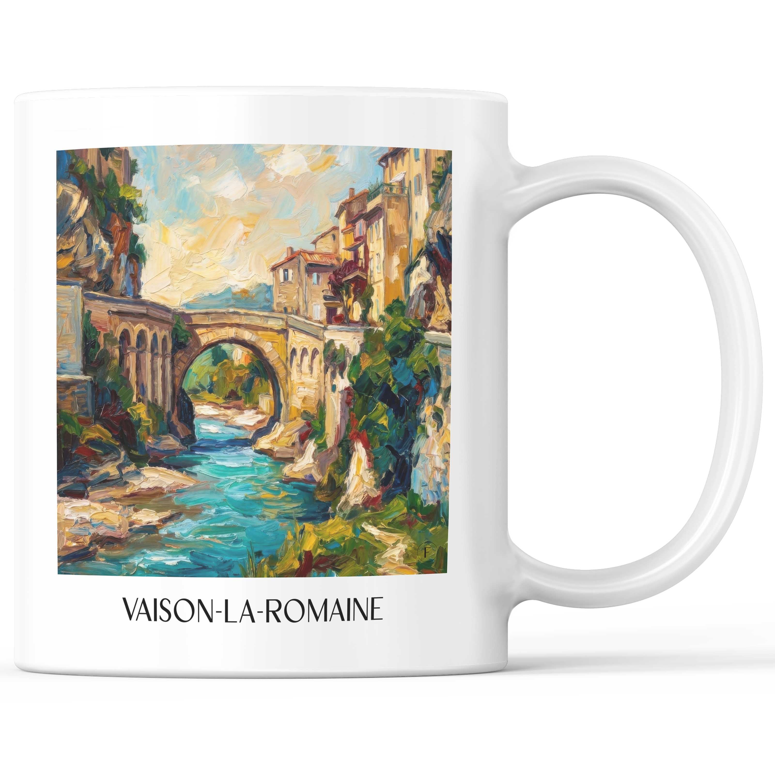 vaison-la-romaine-provence-frankreich-kaffeebecher-oil-painting-oelgemaelde