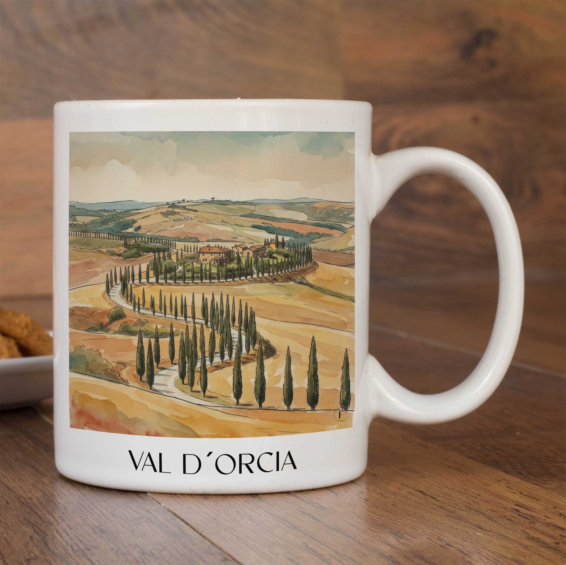 val-d´orcia-toskana-italien-kaffeebecher-aquarell