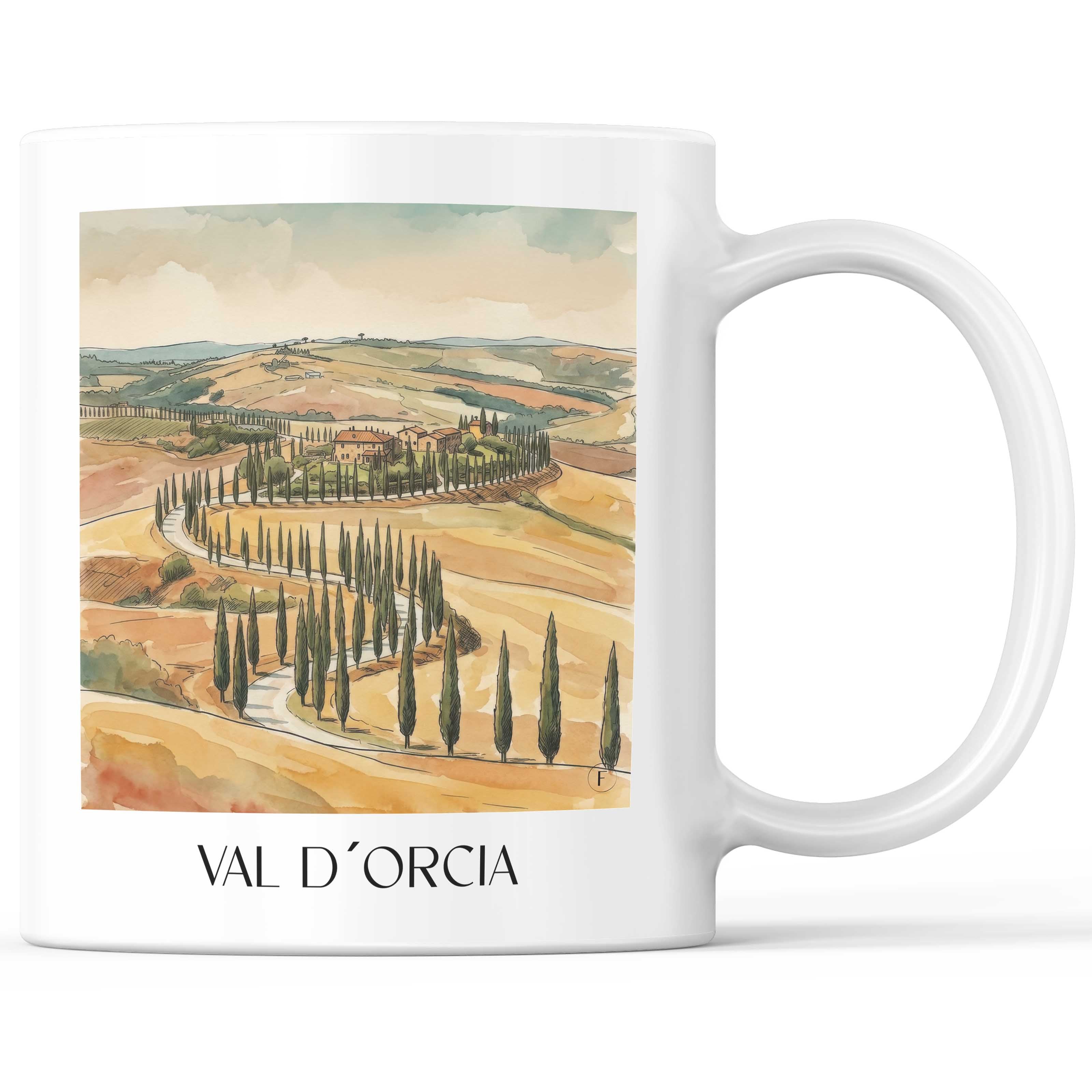 val-d´orcia-toskana-italien-kaffeebecher-aquarell