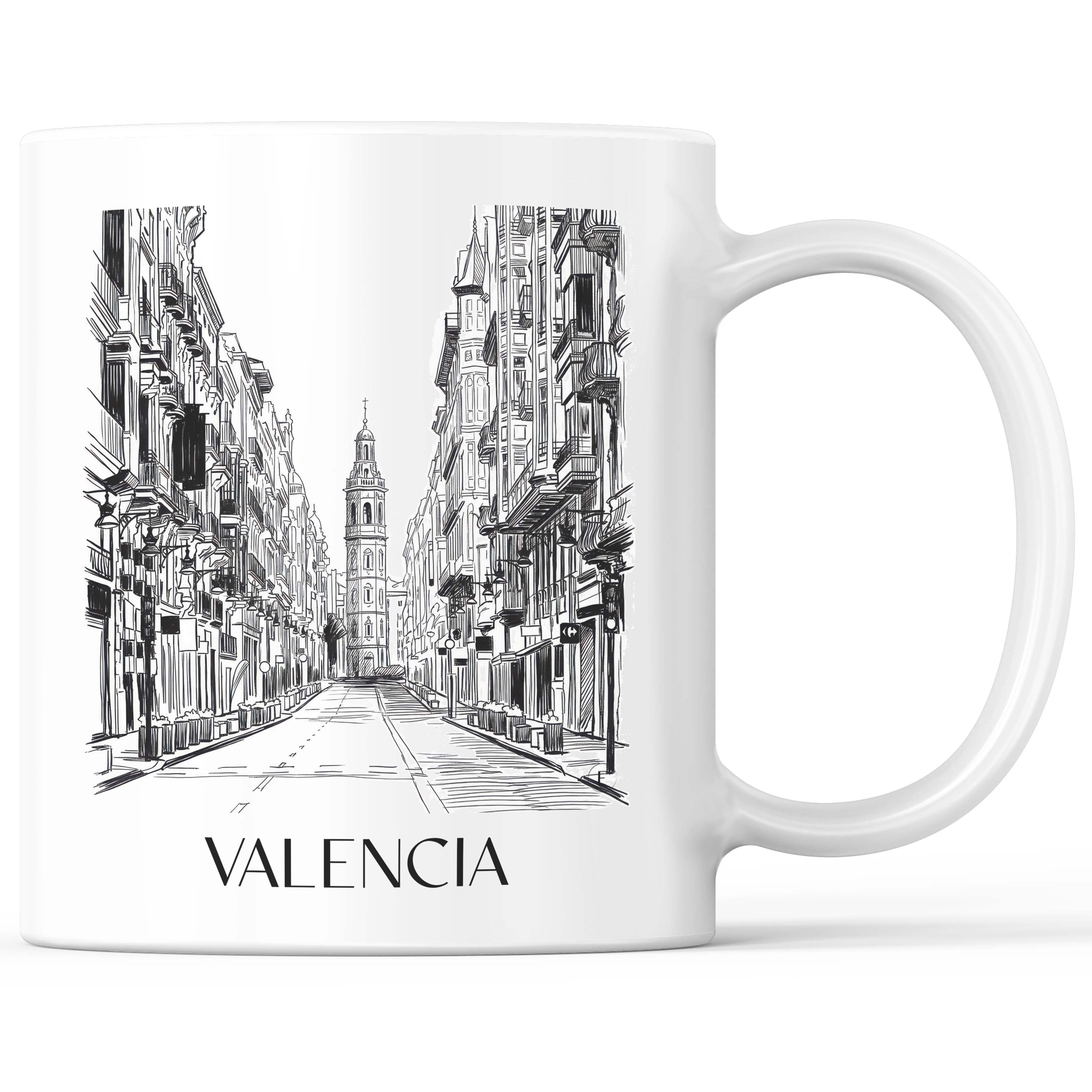 Valencia Kaffeebecher - Spanien - Spanien Becher - Kaffeetasse im Skizze Stil - favplace