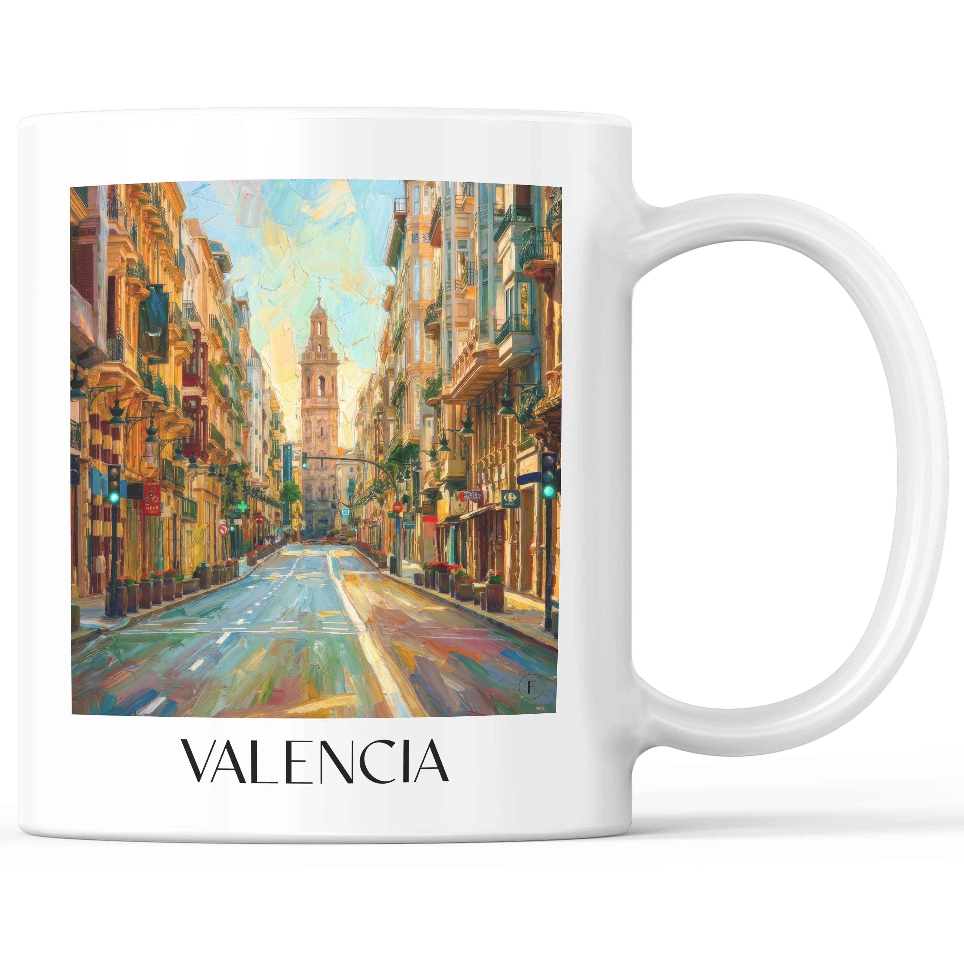 Valencia Kaffeebecher - Spanien - Spanien Becher - Kaffeetasse im Ölgemälde Stil - favplace