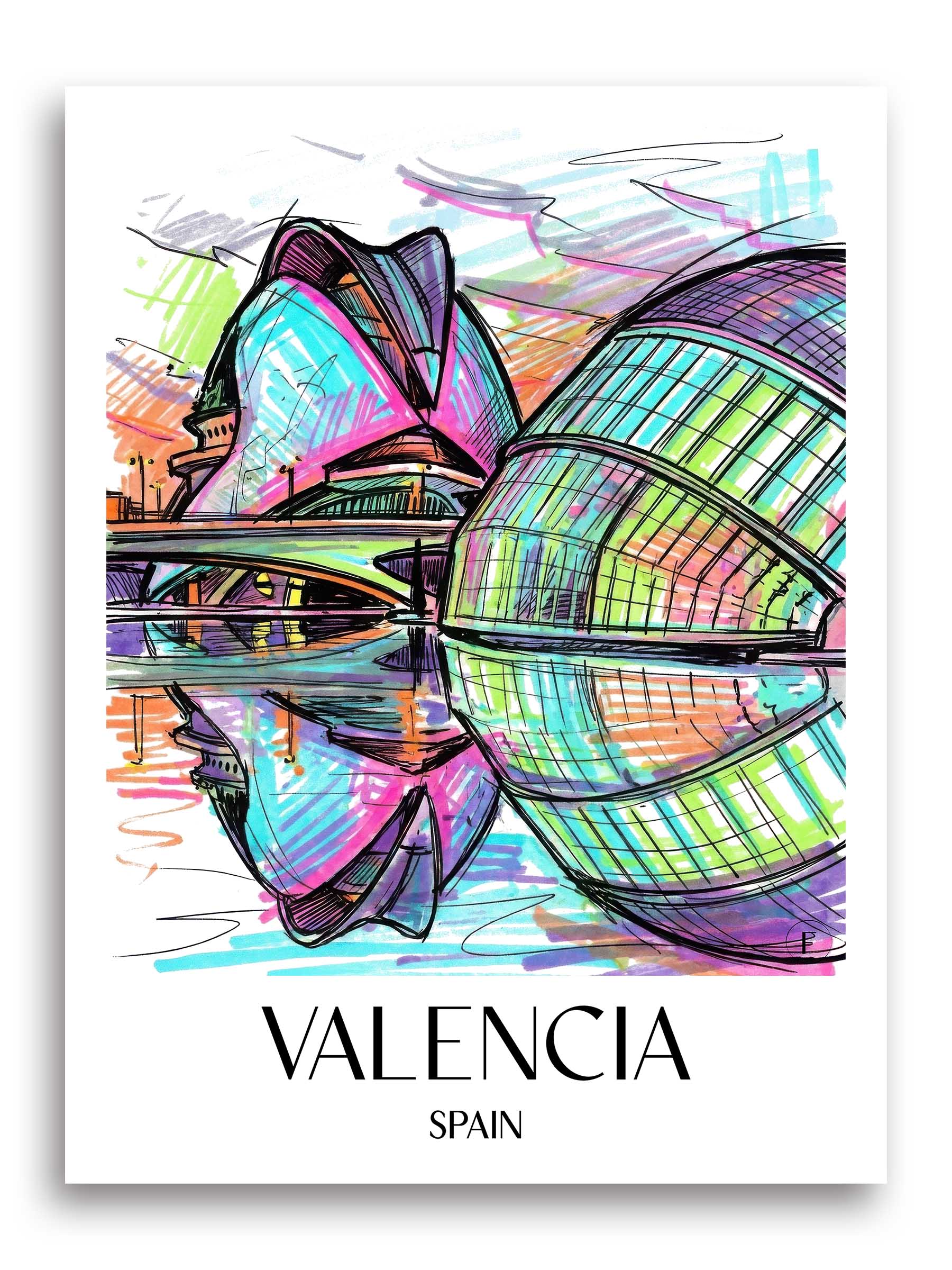Valencia Poster - - Spanien Kunstdruck - Tag Graffiti von A4 bis A1 - favplace