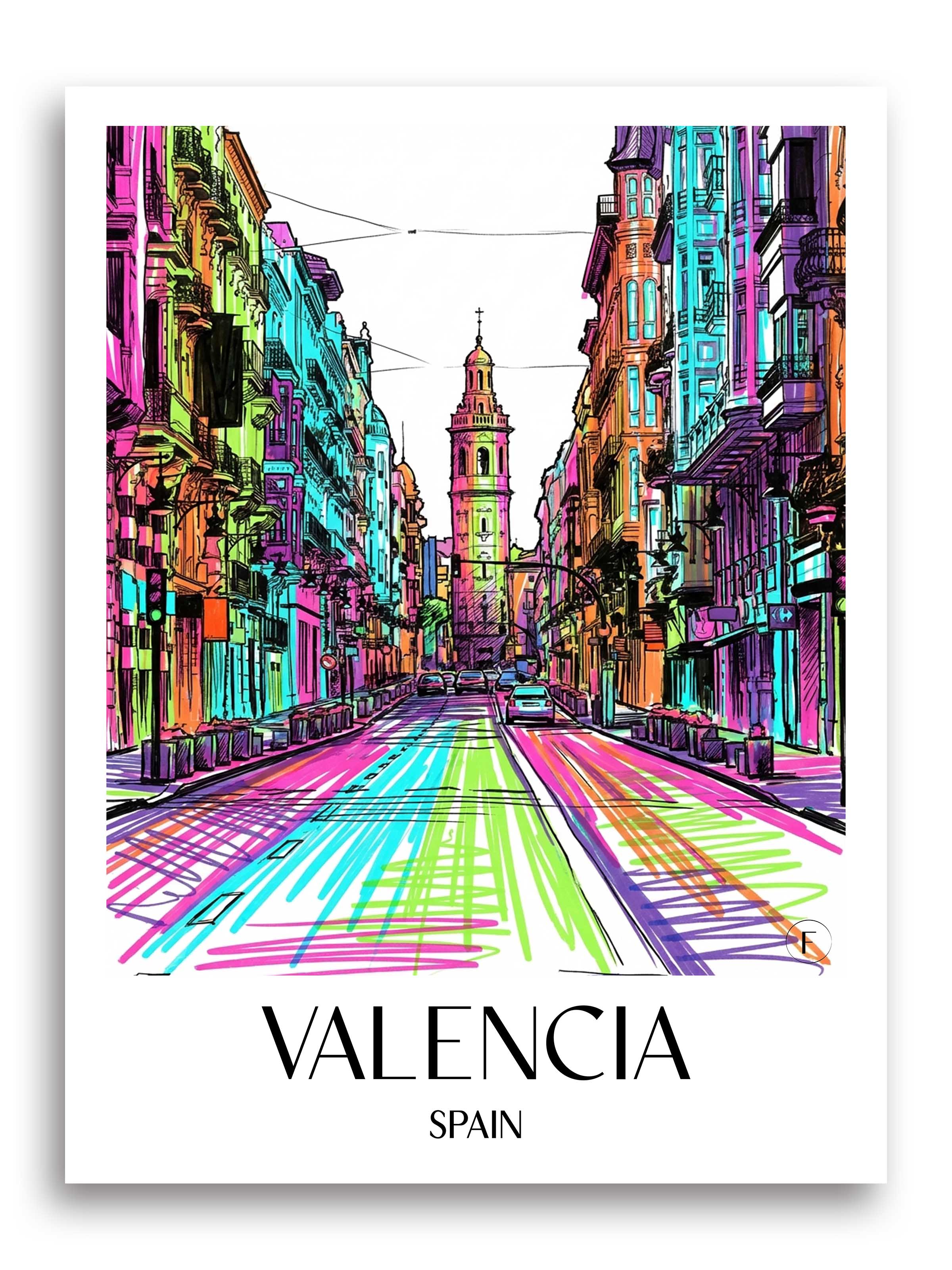 Valencia Poster - Spanien - Spanien Kunstdruck - Tag Graffiti von A4 bis A1 - favplace