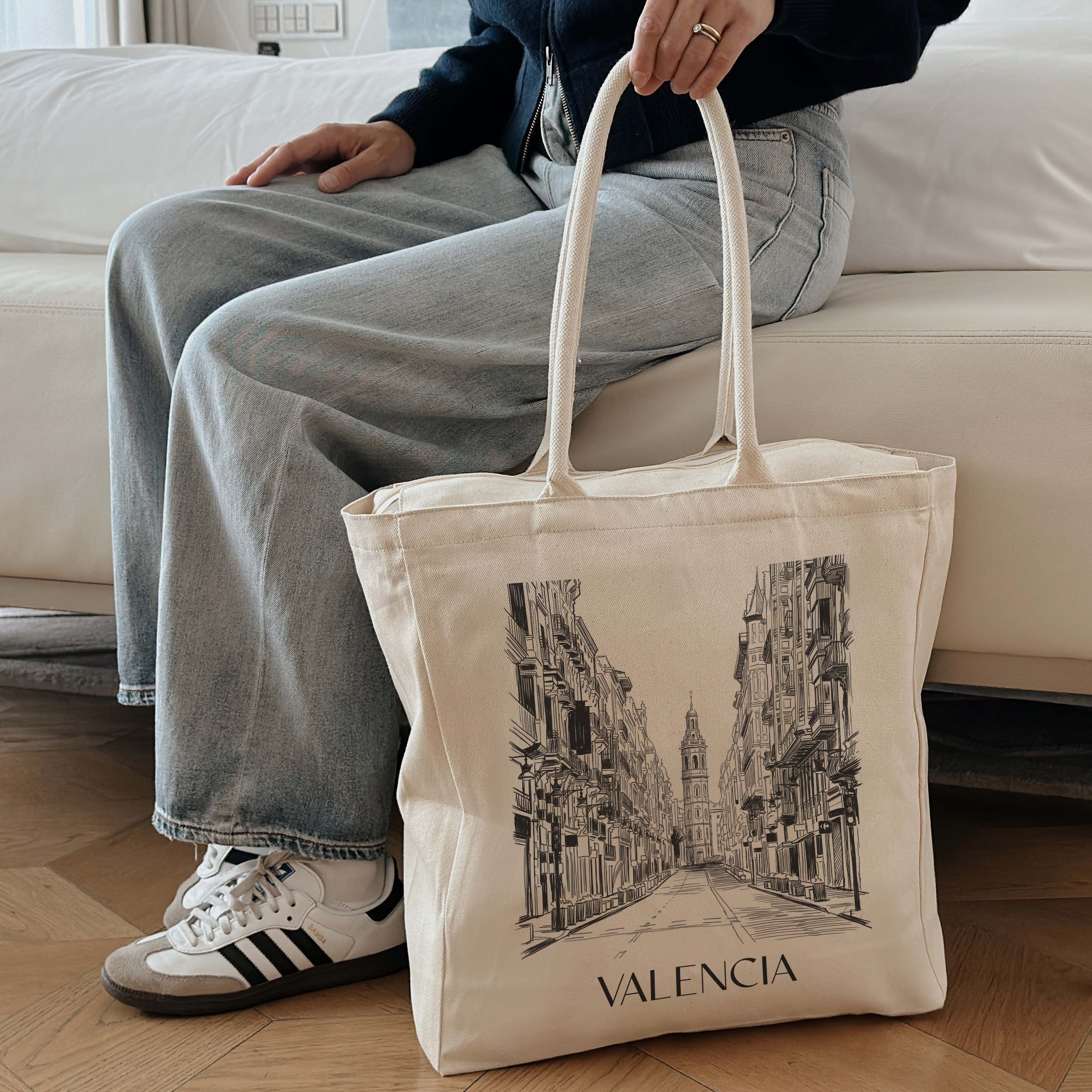 valencia-spanien-spanien-einkaufstasche-skizze
