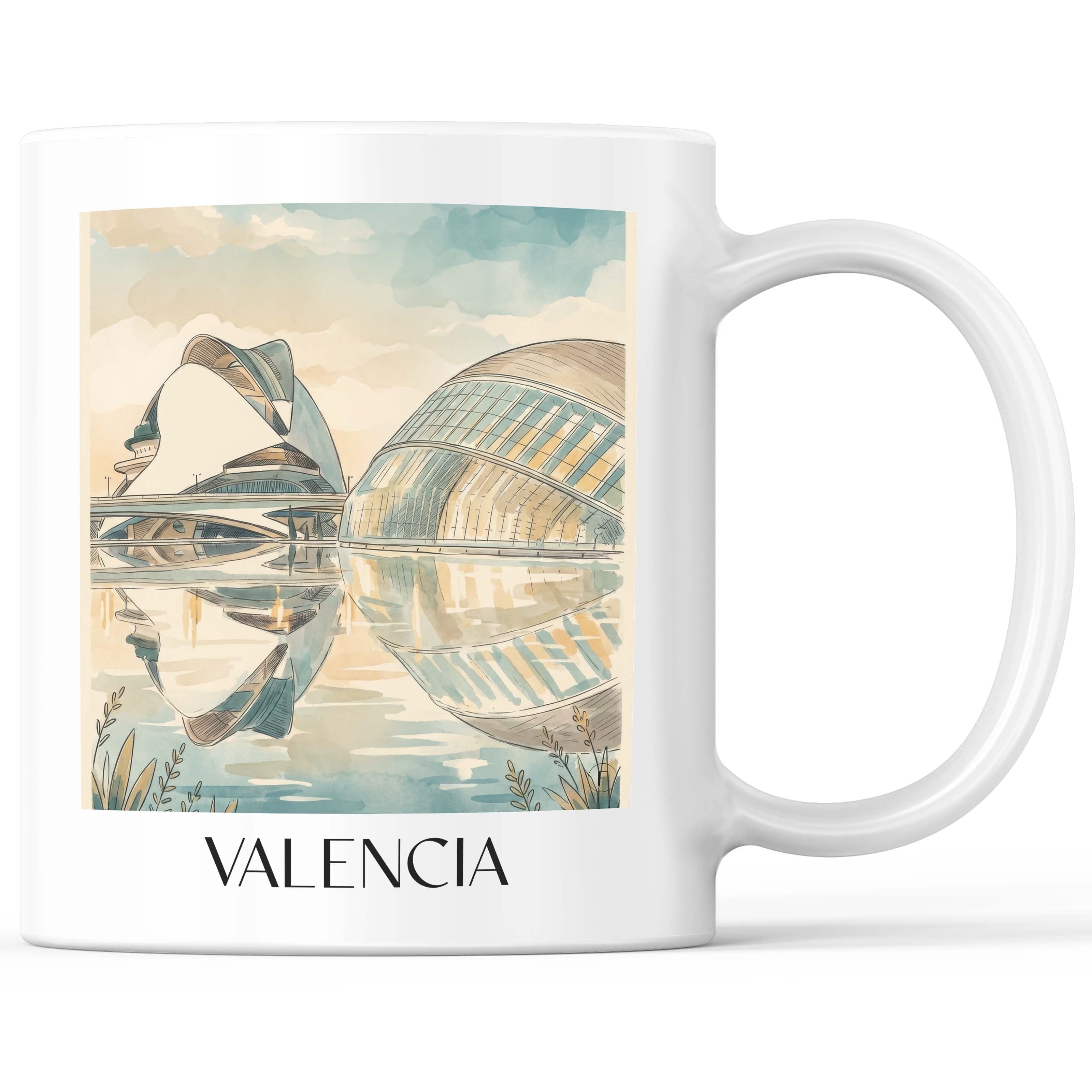 Valencia - Spanien Becher - Kaffeetasse im Aquarell Stil - favplace
