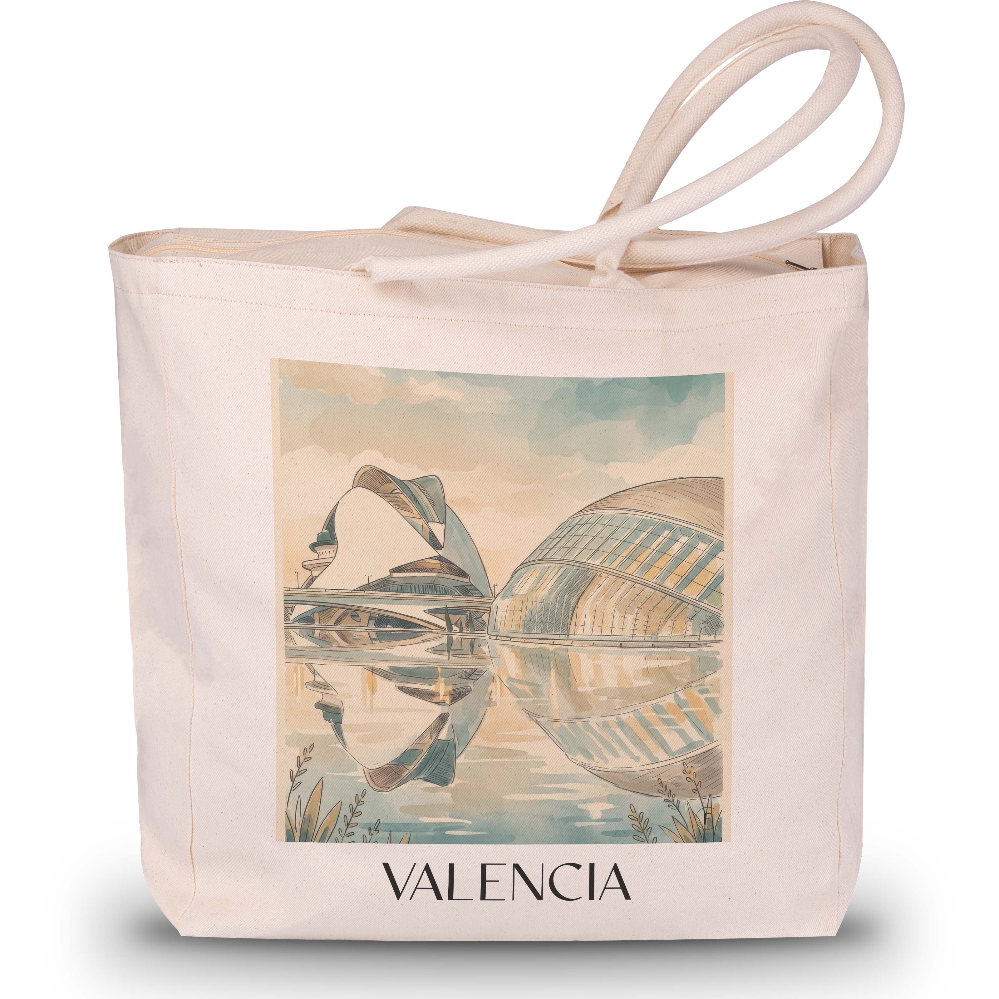 Valencia - Spanien Tote Bag - Einkaufstasche im Aquarell Stil - favplace
