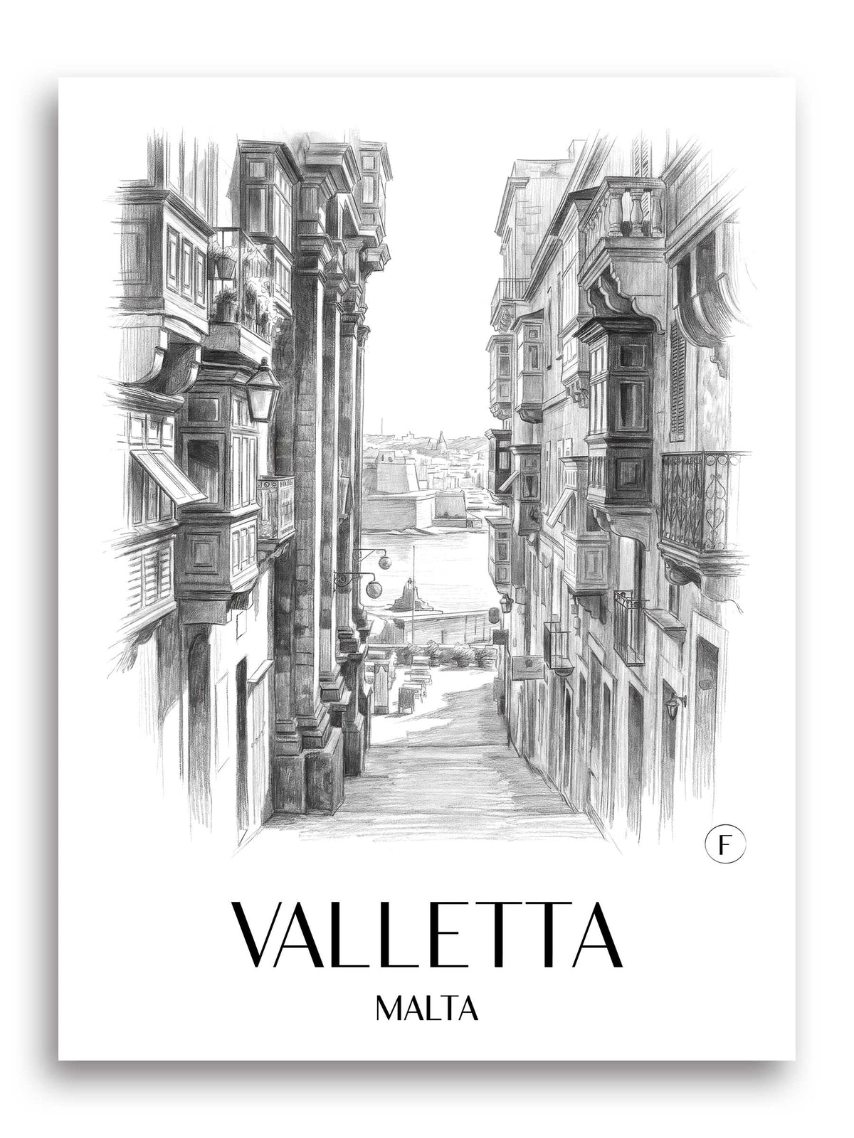 Valletta Poster - - Malta Kunstdruck - Zeichnung von A4 bis A1 - favplace