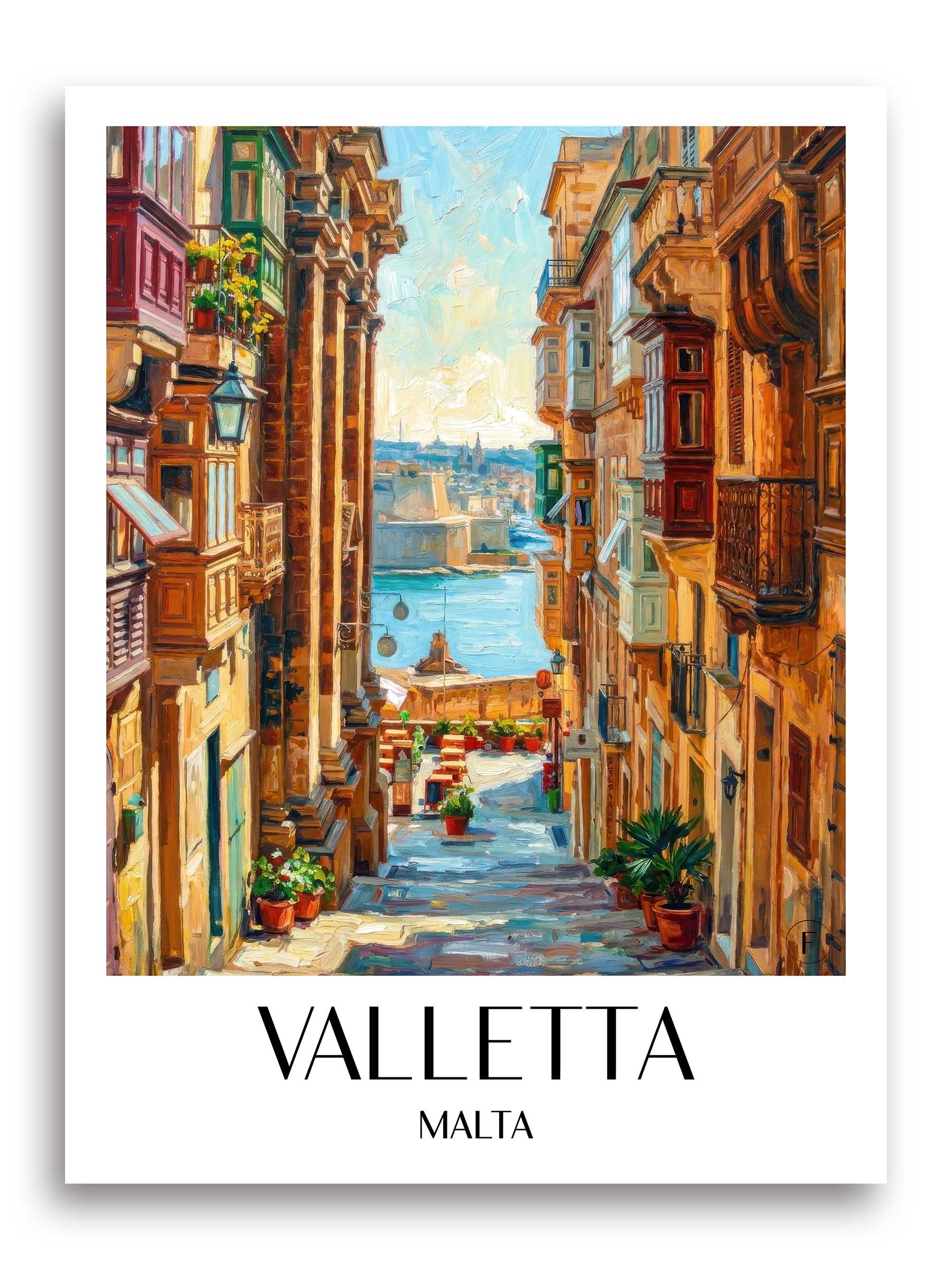 Valletta Poster - - Malta Kunstdruck - Ölgemälde von A4 bis A1 - favplace