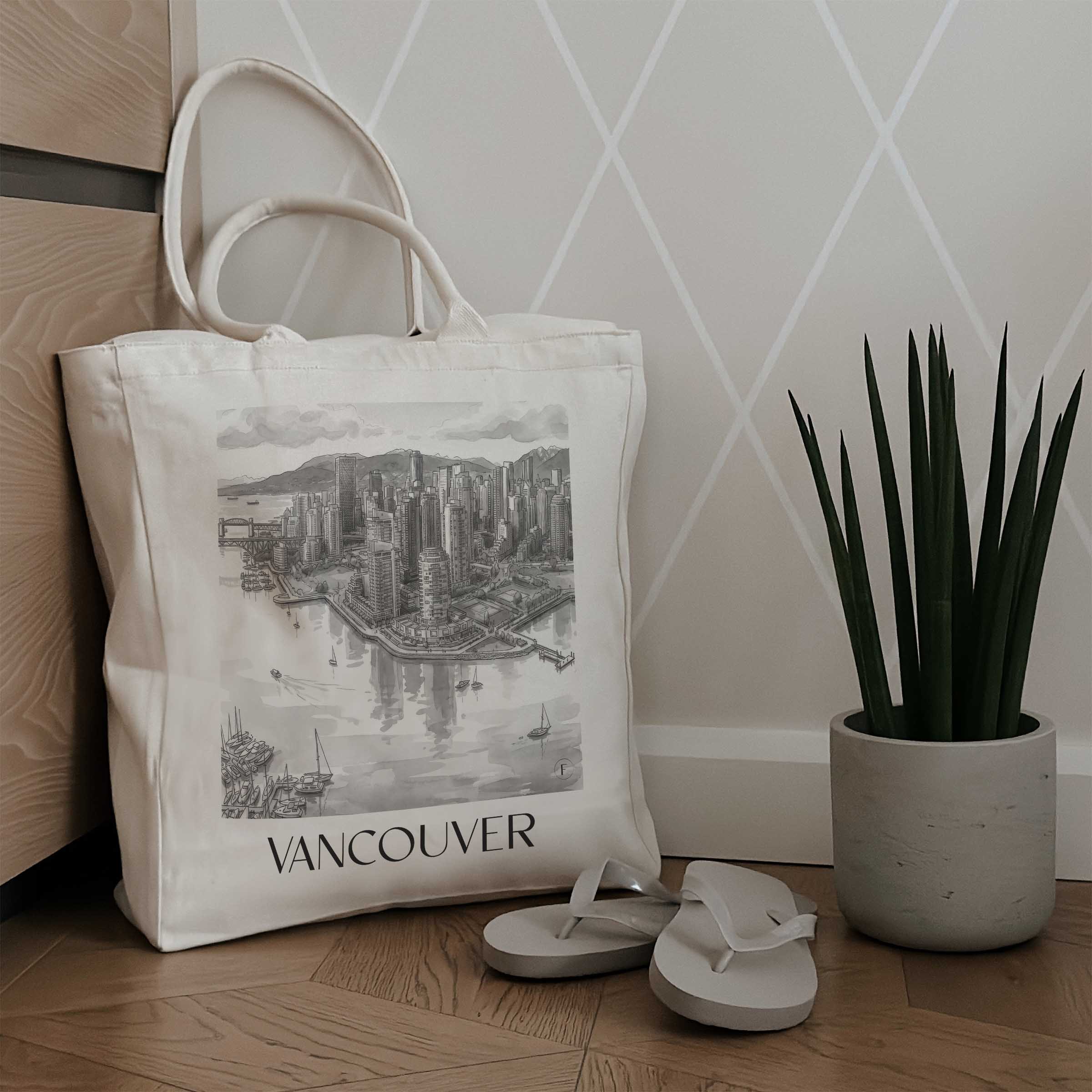 vancouver-kanada-einkaufstasche-aquarell-schwarz-weiss