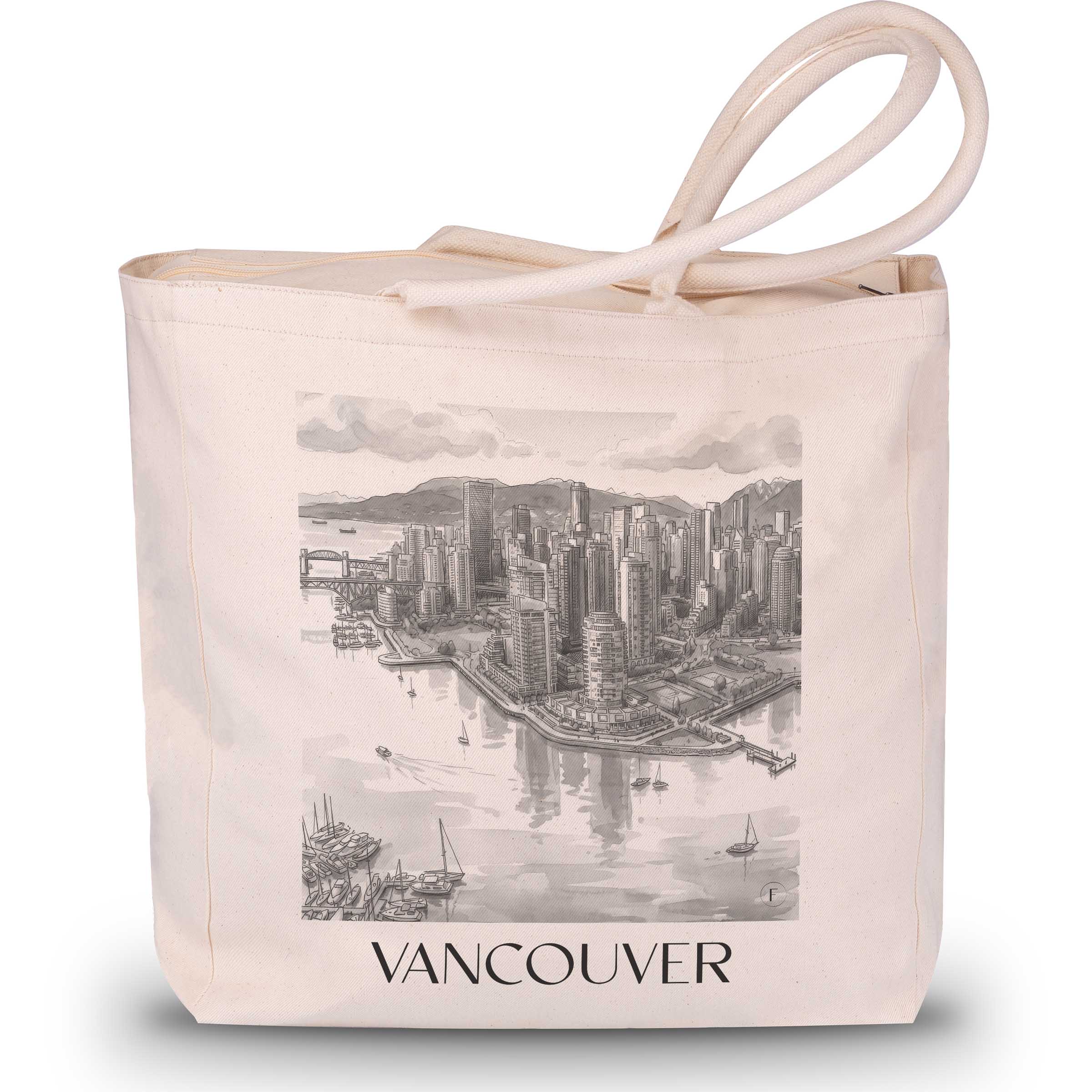 Vancouver - Kanada Tote Bag - Einkaufstasche im Aquarell Schwarz-Weiß Stil - favplace