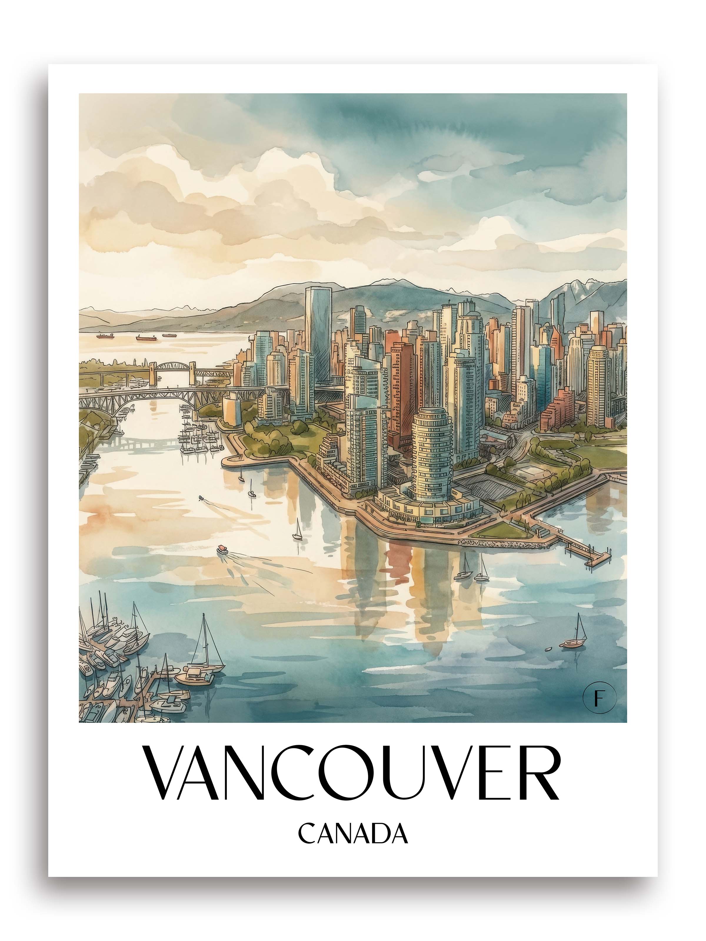 Vancouver Poster - Kanada Kunstdruck - Aquarell von A4 bis A1 - favplace