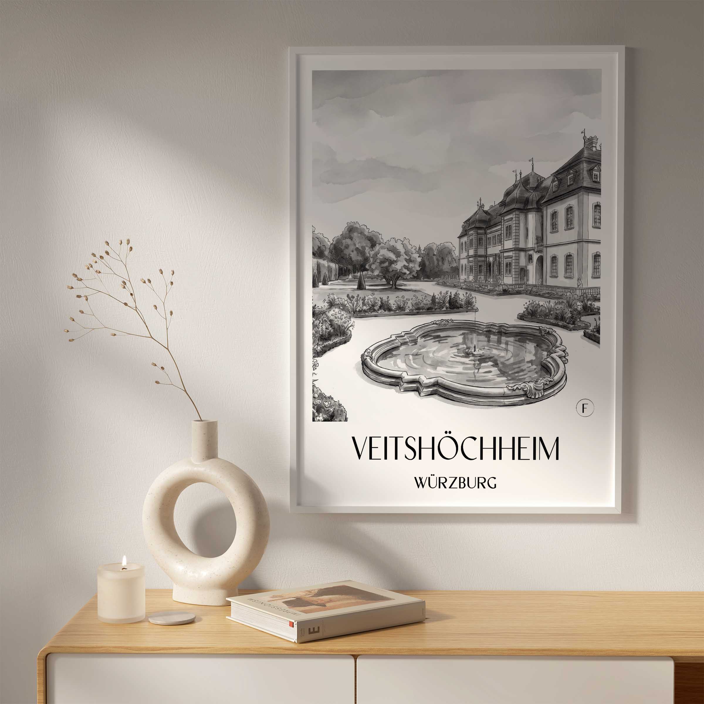 veitshöchheim-würzburg-deutschland-poster-aquarell-schwarz-weiss