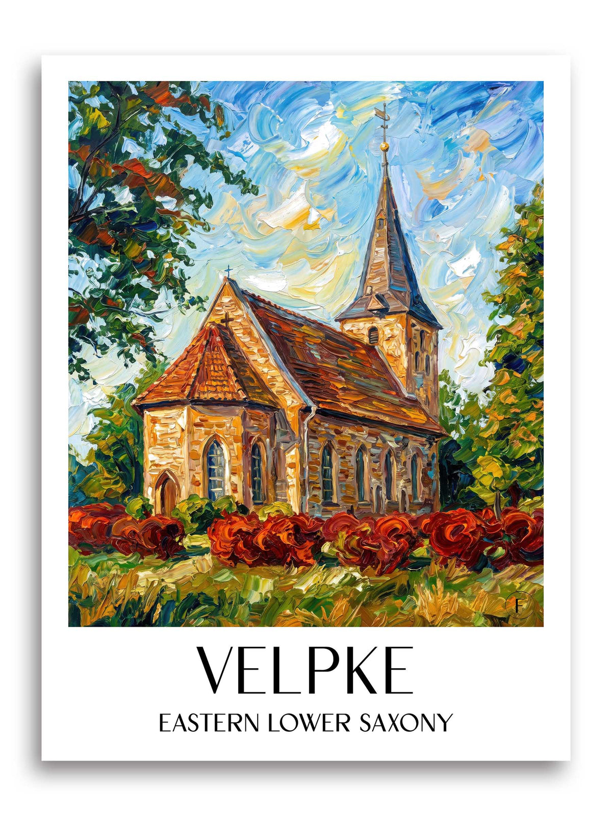 Velpke Poster - Ostniedersachsen - Deutschland Kunstdruck - Ölgemälde von A4 bis A1