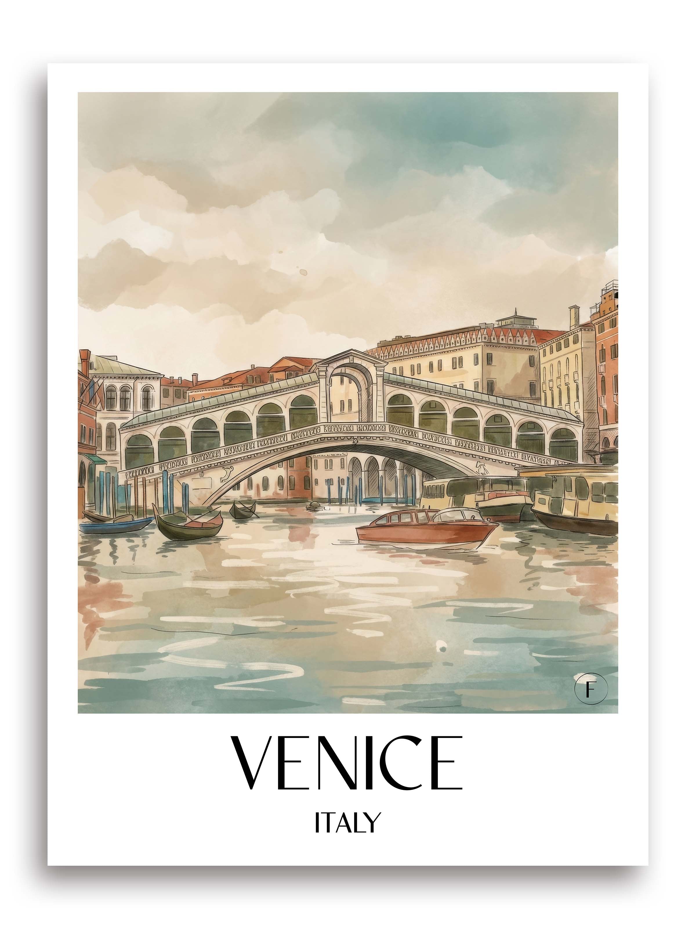 Venedig Poster - Italien Kunstdruck - Aquarell von A4 bis A1 - favplace