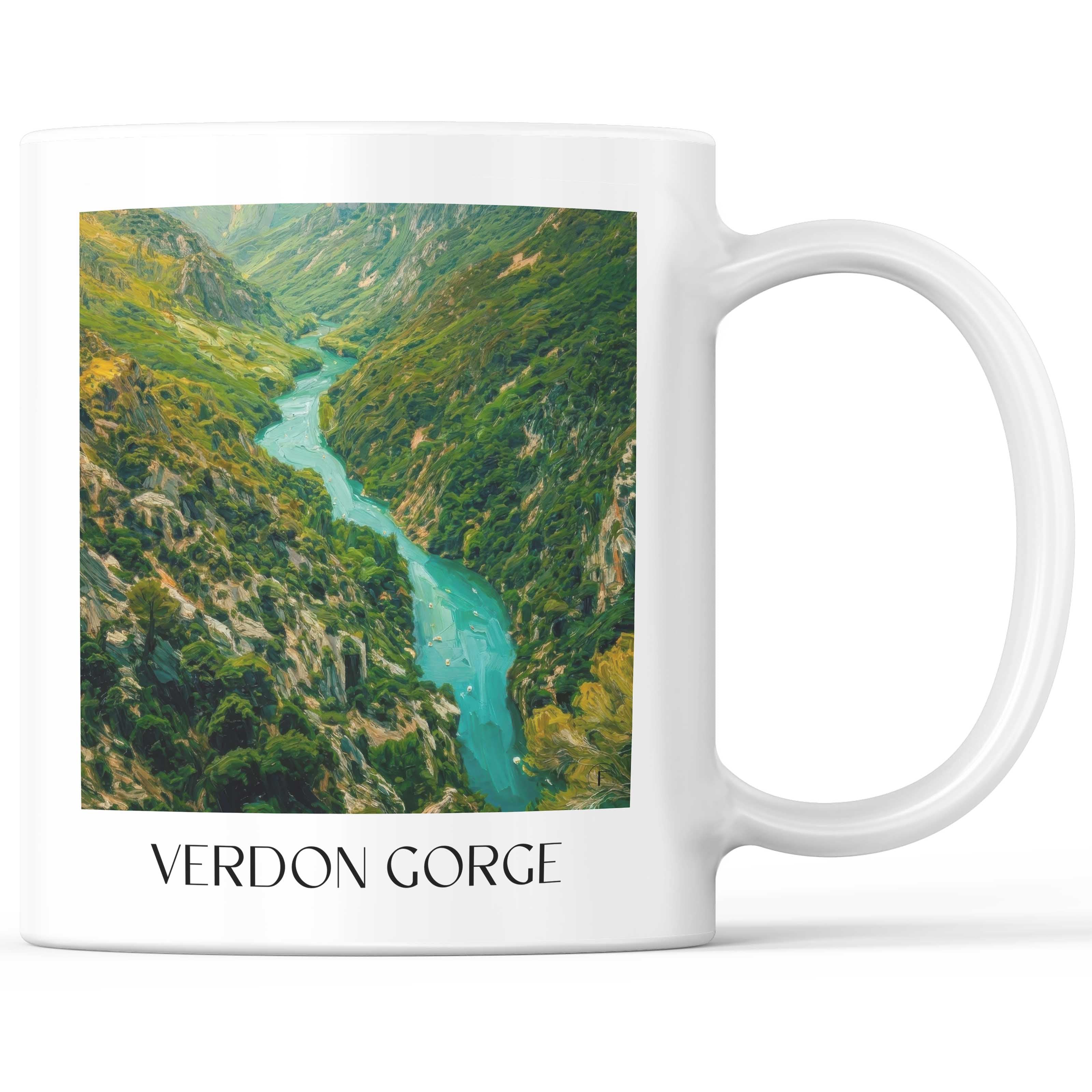 Verdonsschlucht Kaffeebecher - Verdon - Frankreich Becher - Kaffeetasse im Ölgemälde Stil - favplace