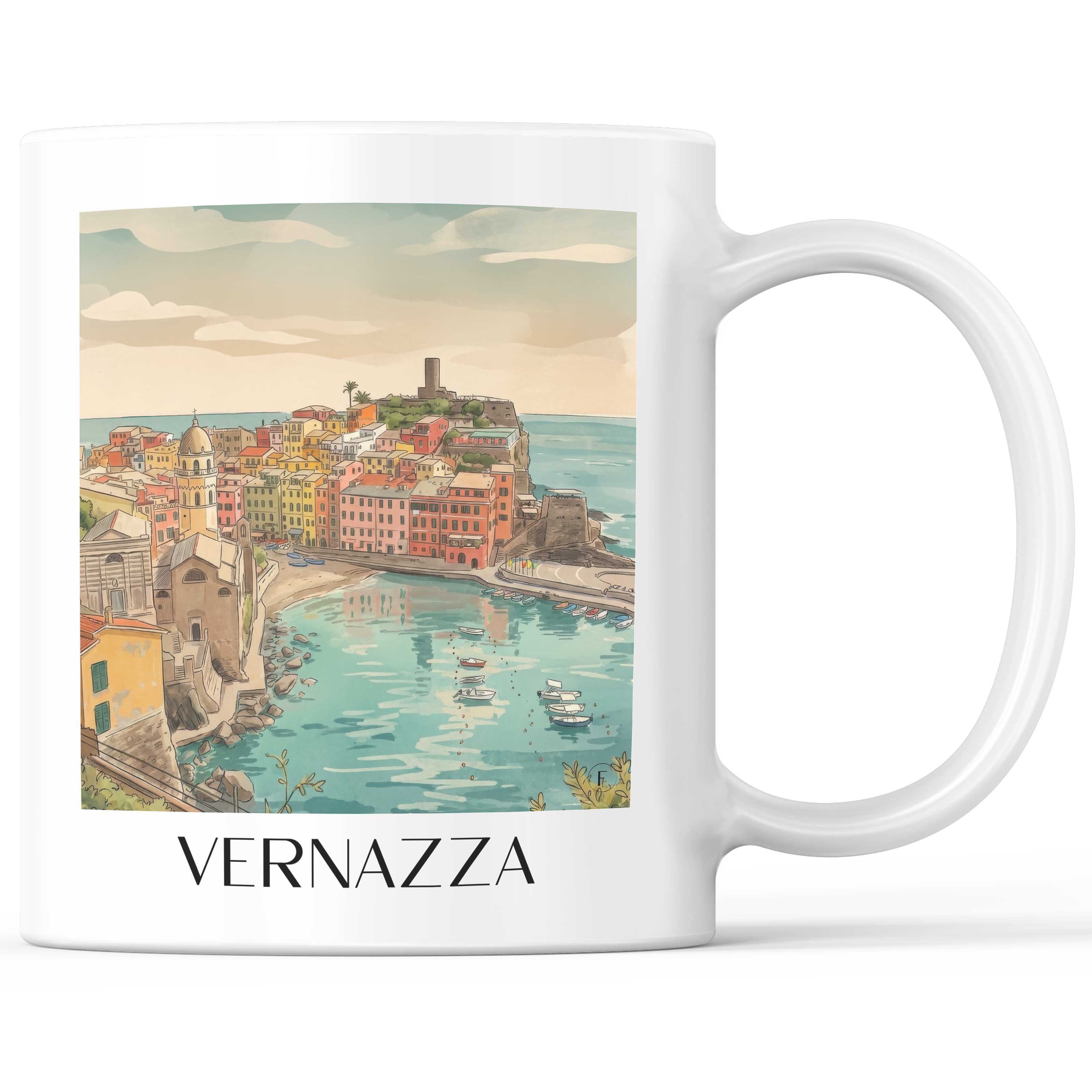 Vernazza Kaffeebecher - Cinque Terre - Italien Becher - Kaffeetasse im Aquarell Stil - favplace